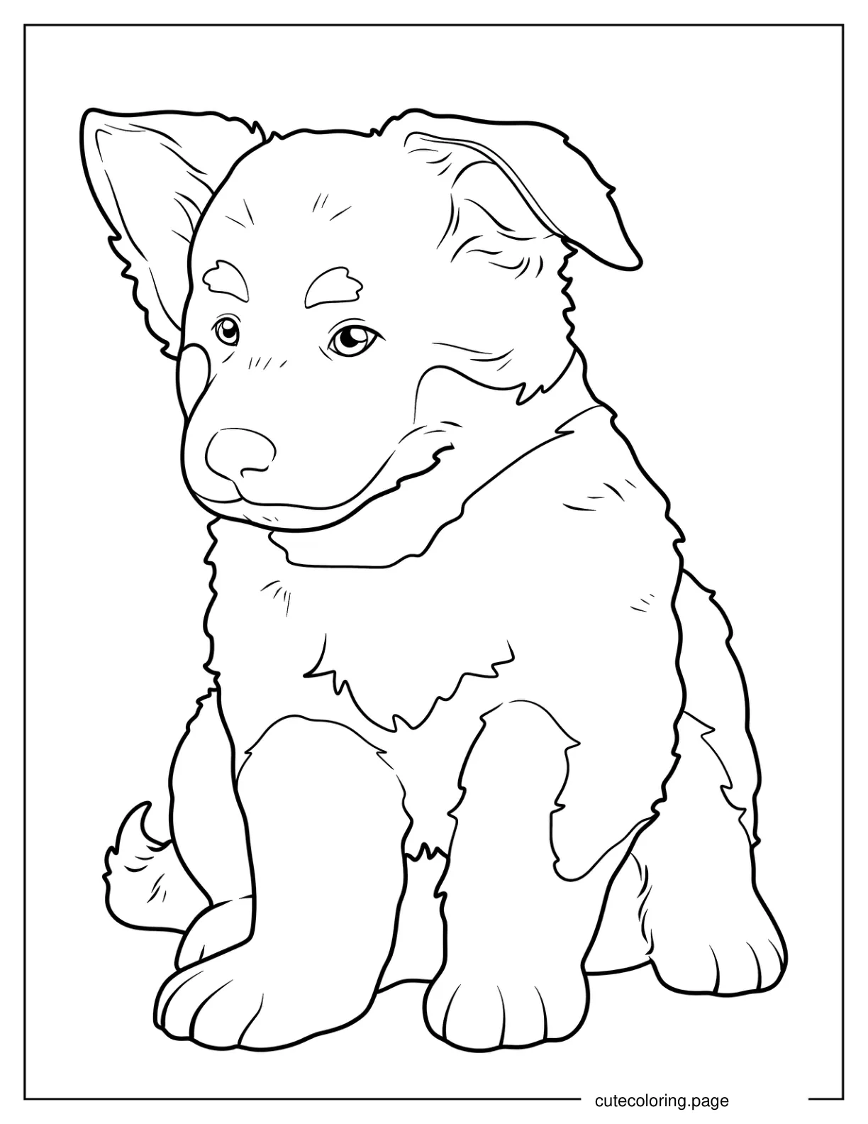 Realistic German Shepherd Puppy Sitting Coloring Page coloring page