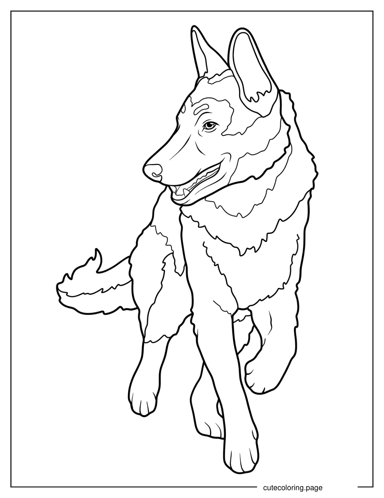 Simple German Shepherd Walking Coloring Page coloring page