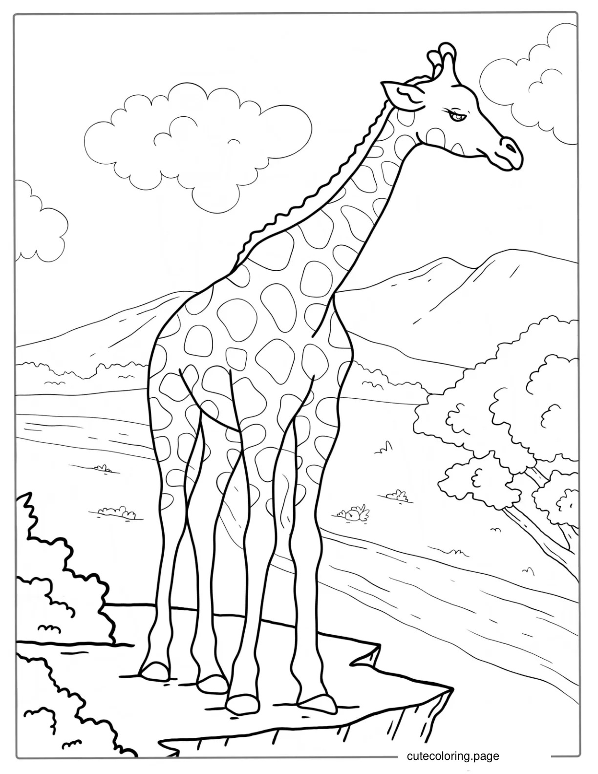 Coloring Sheet Of a Giraffe In Africa coloring page