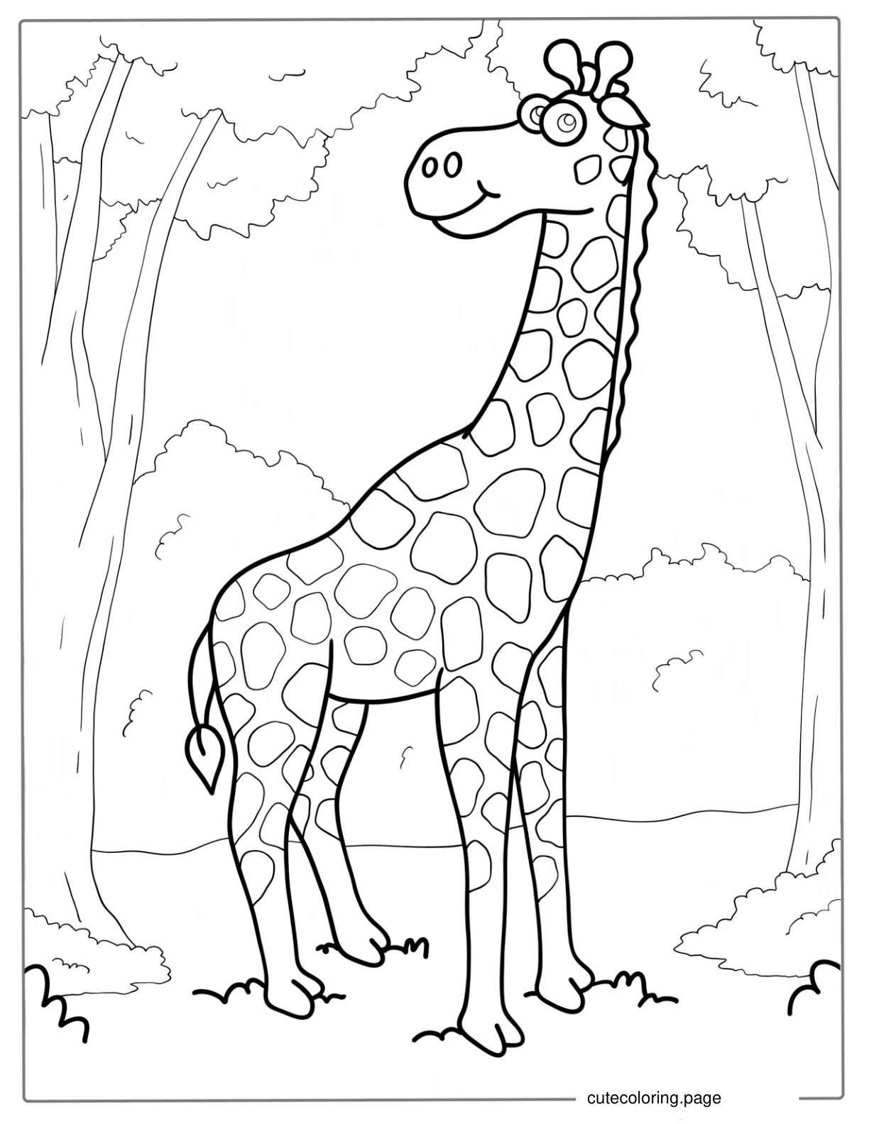 Easy Giraffe Coloring Picture For Preschoolers coloring page