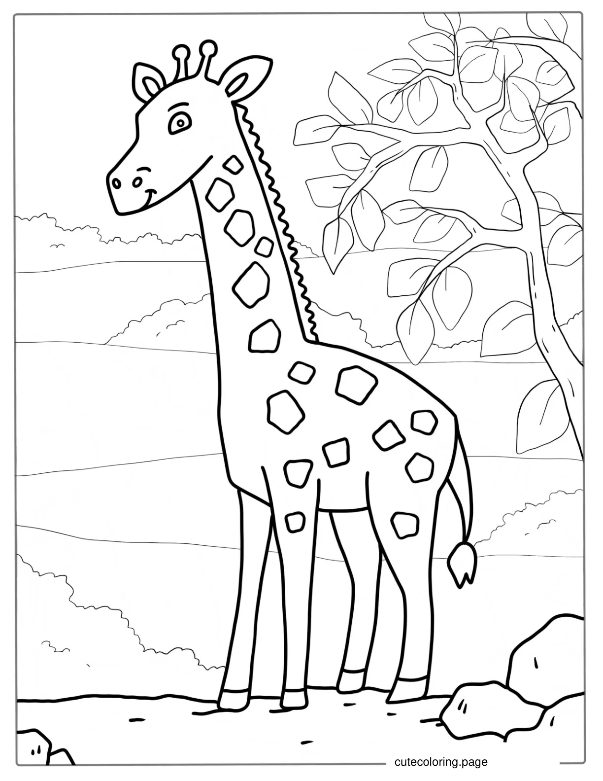 Easy Outline Of a Giraffe To Color coloring page