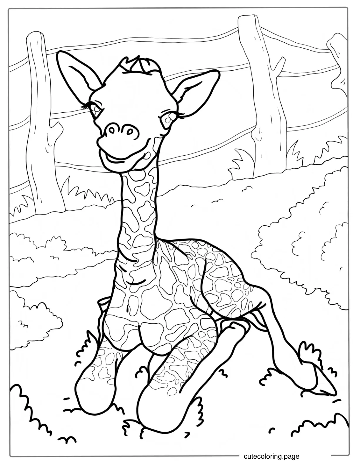 Giraffe Calf Resting To Color coloring page