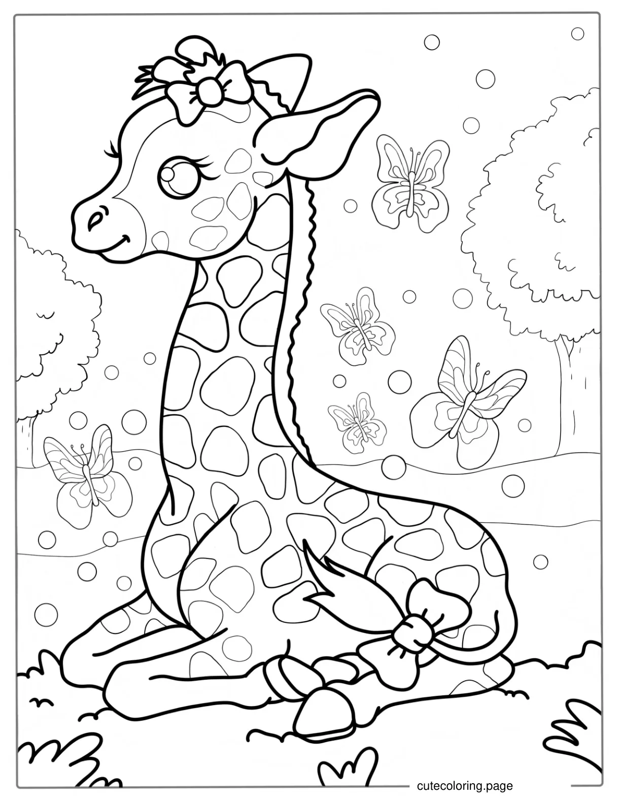 Kawaii Themed Giraffe To Color coloring page