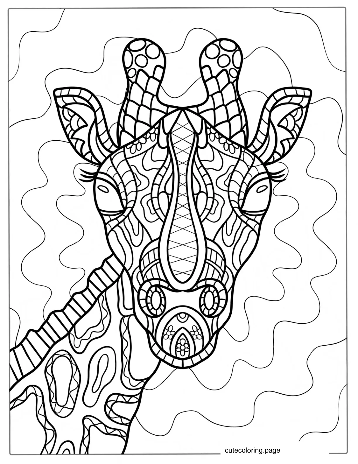 Mandala Giraffe Coloring Page For Adults coloring page