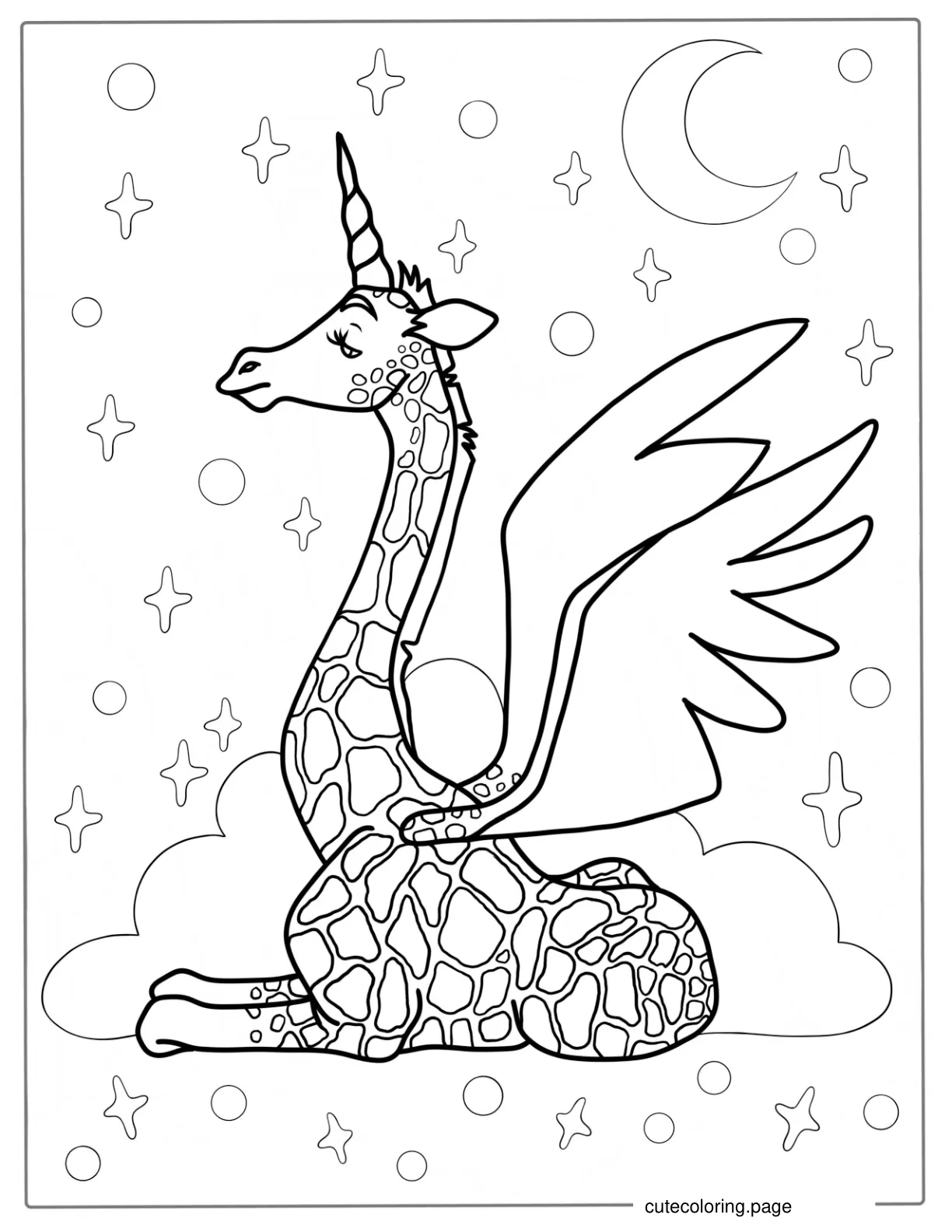 Unicorn Giraffe Coloring Page For Kids coloring page