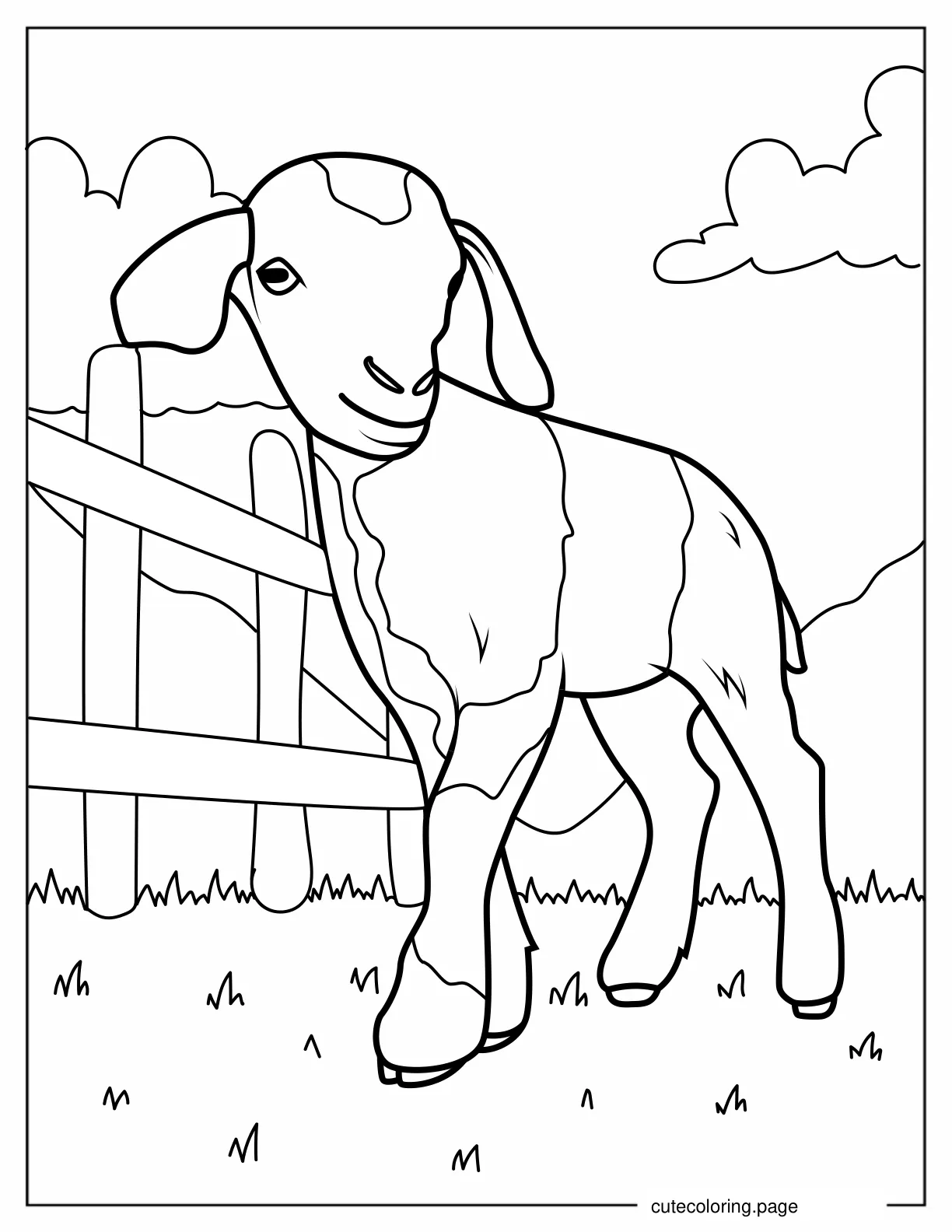 Adorable Baby Goat On a Farm coloring page