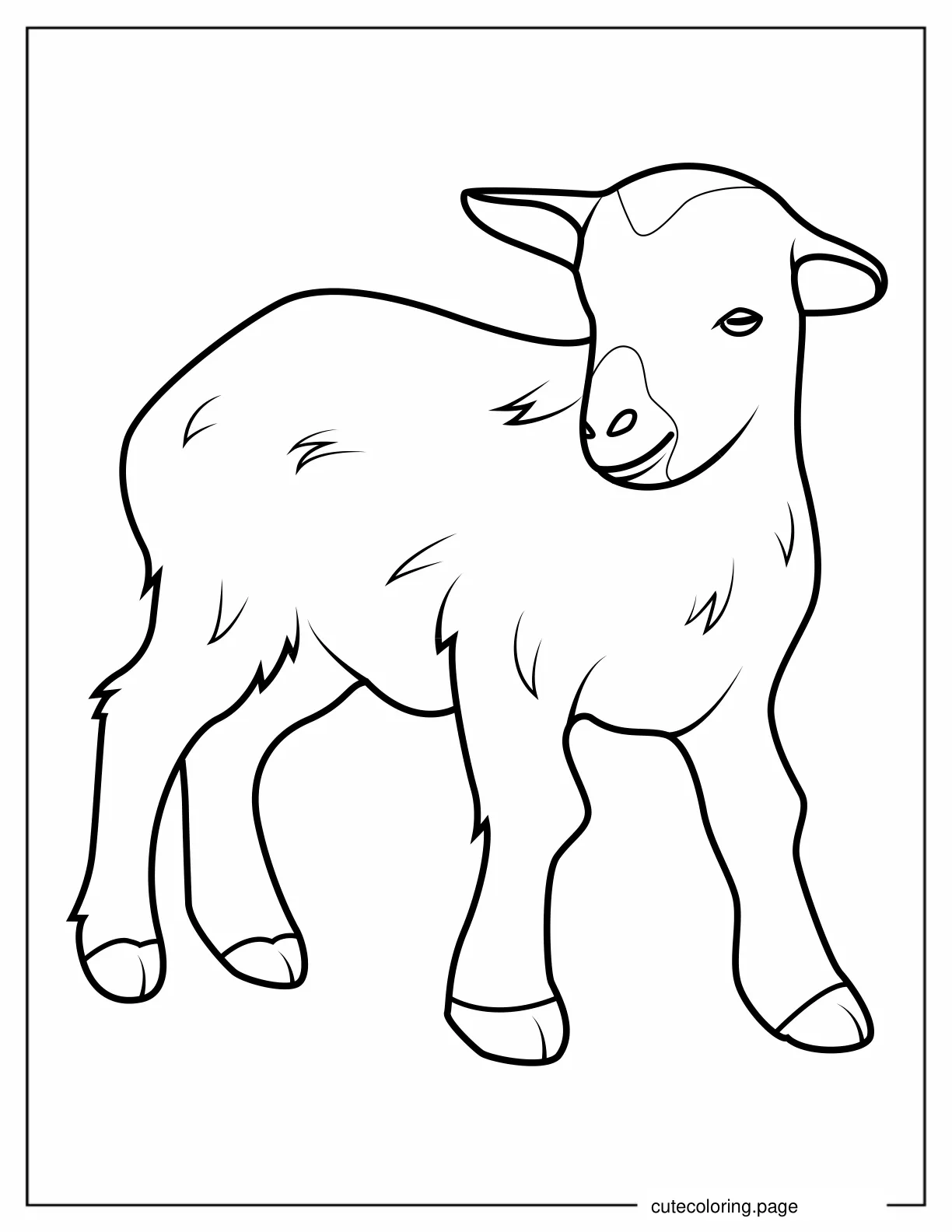 Cute Baby Goat To Color coloring page