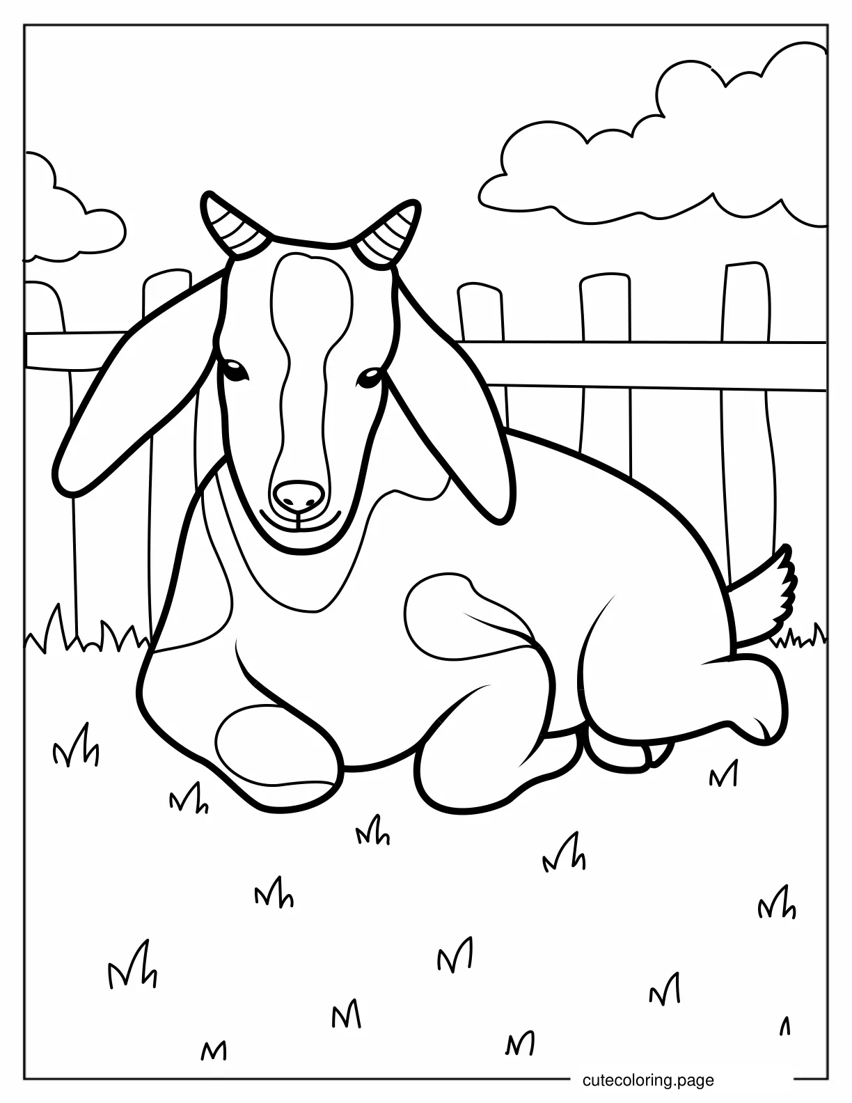 Cute Farm Goat Coloring Sheet coloring page