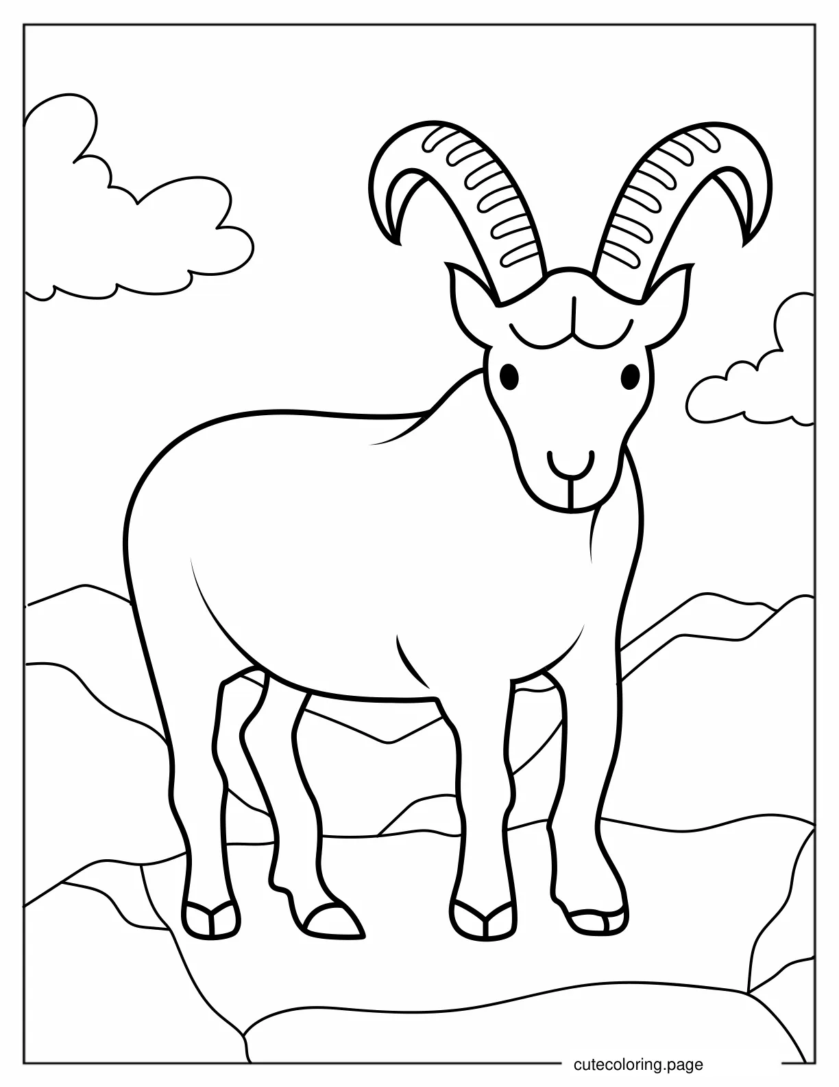 Easy Mountain Goat Coloring Sheet coloring page