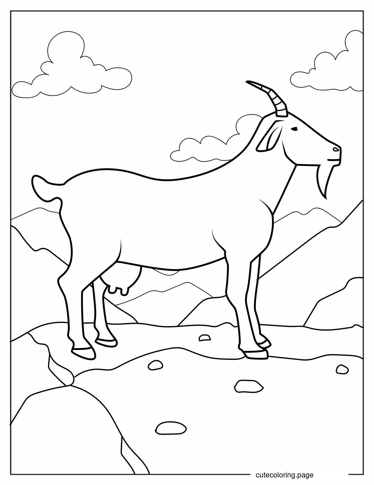 Female Goat With Horns To Color coloring page