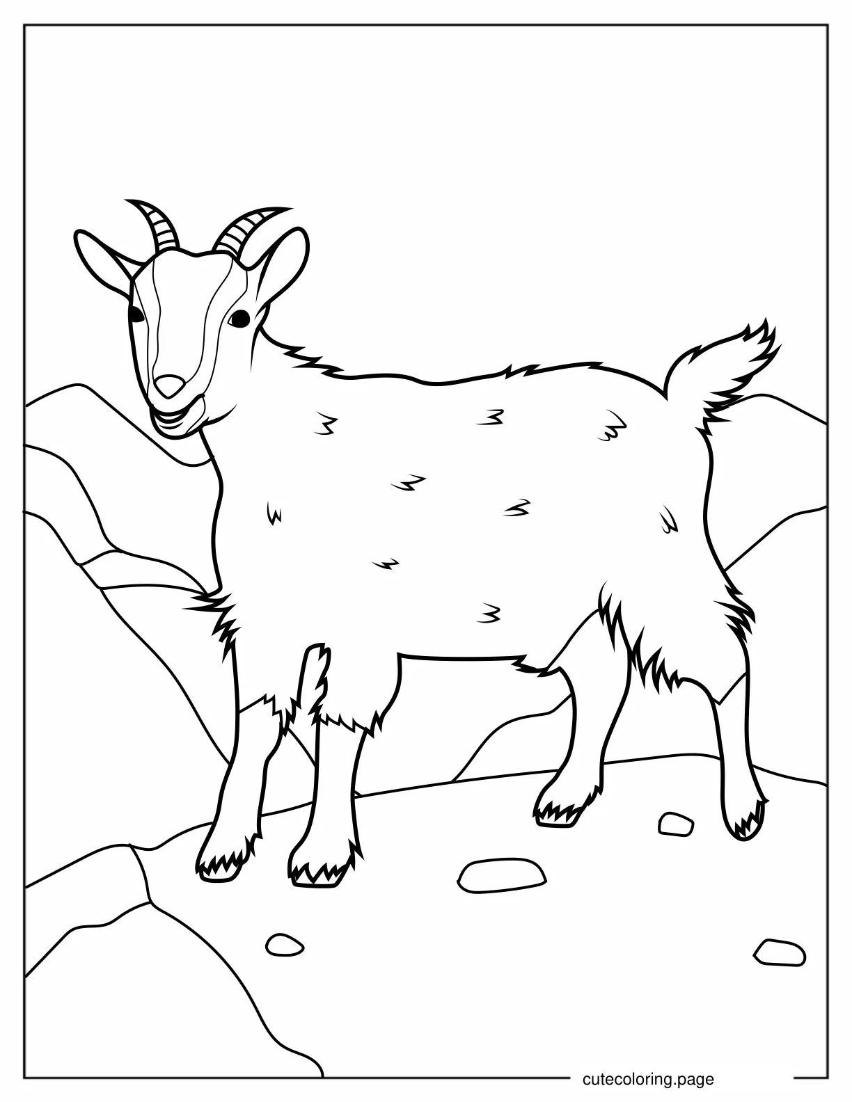 Fluffy Mountain Goat To Color coloring page