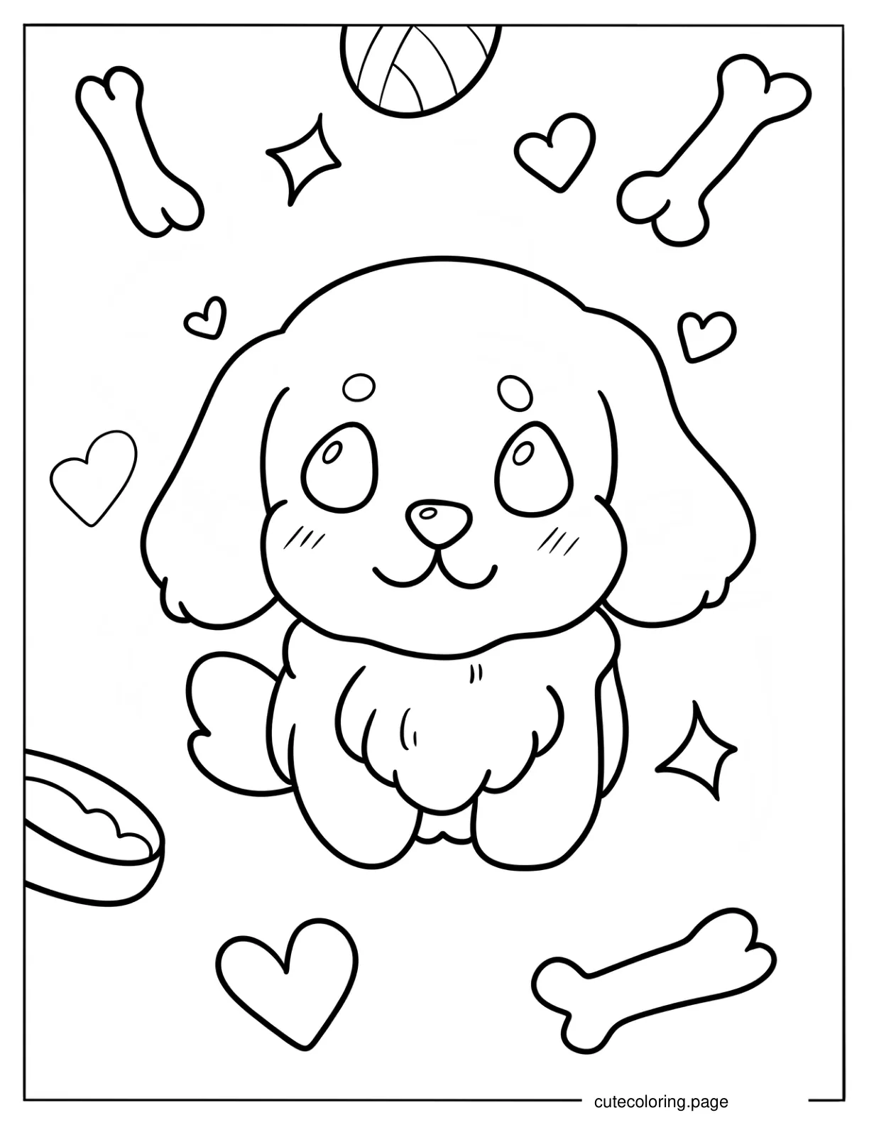 Chibi Golden Retriever Coloring Page For Preschoolers coloring page