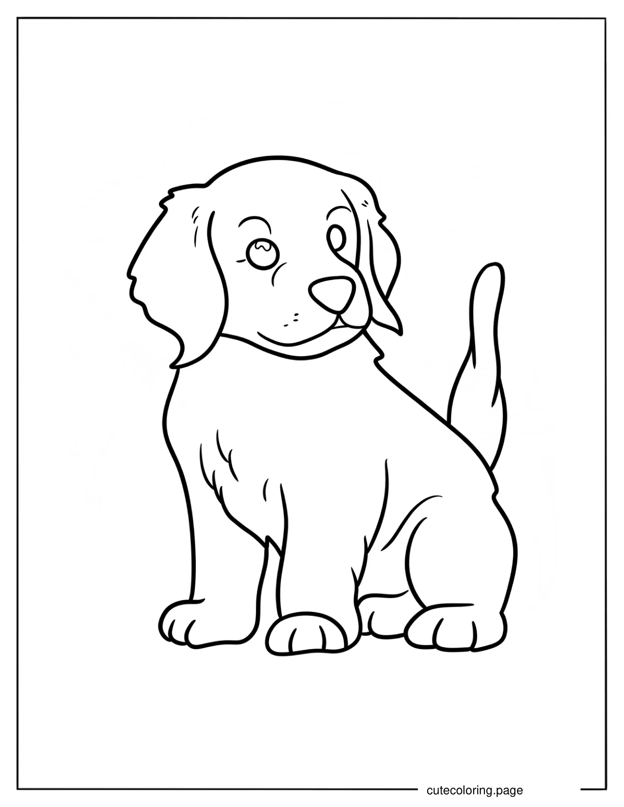 Easy Golden Retriever Puppy With Tail Up Coloring Page For Preschoolers coloring page