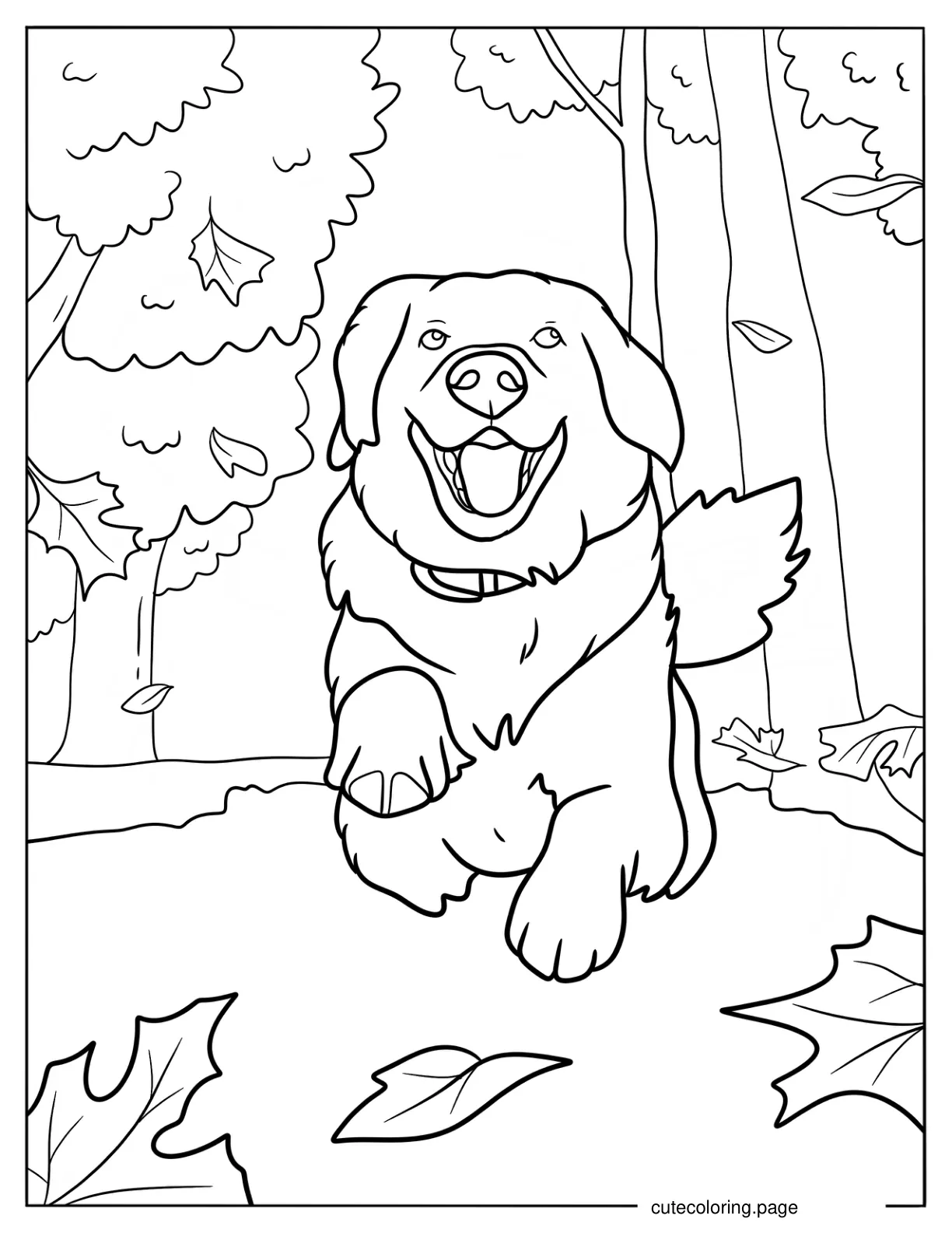 Happy Golden Retriever Puppy Running Coloring Page coloring page