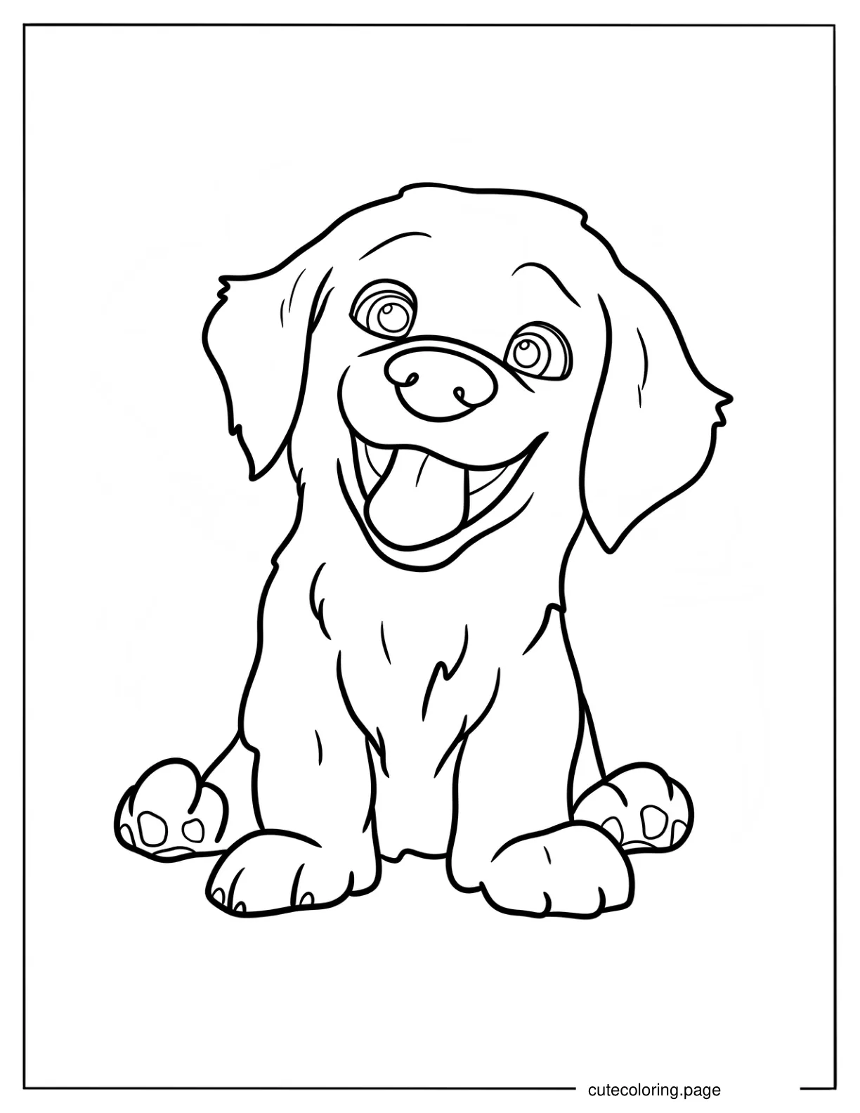 Happy Little Golden Retriever Coloring Page coloring page