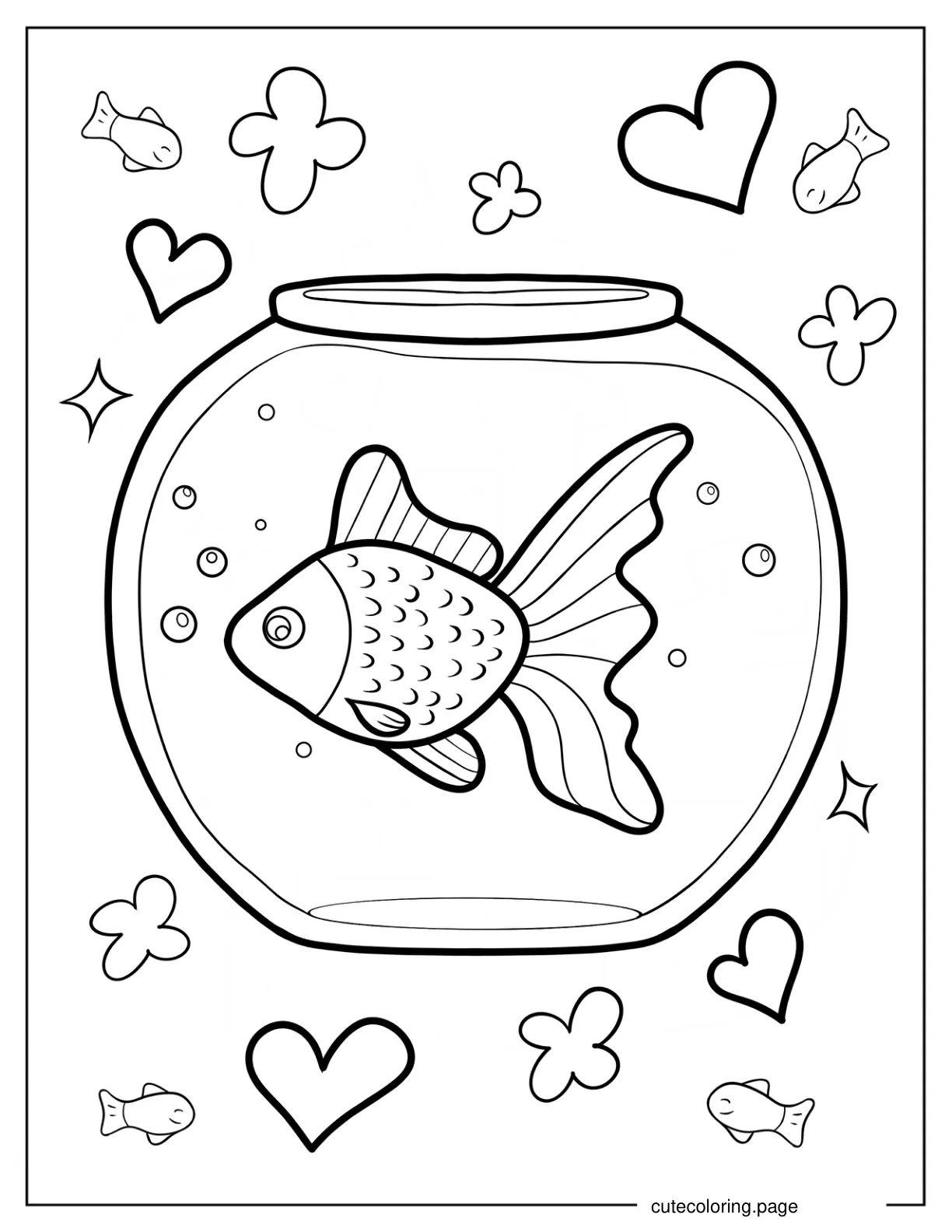 Goldfish Inside A Fish Bowl coloring page