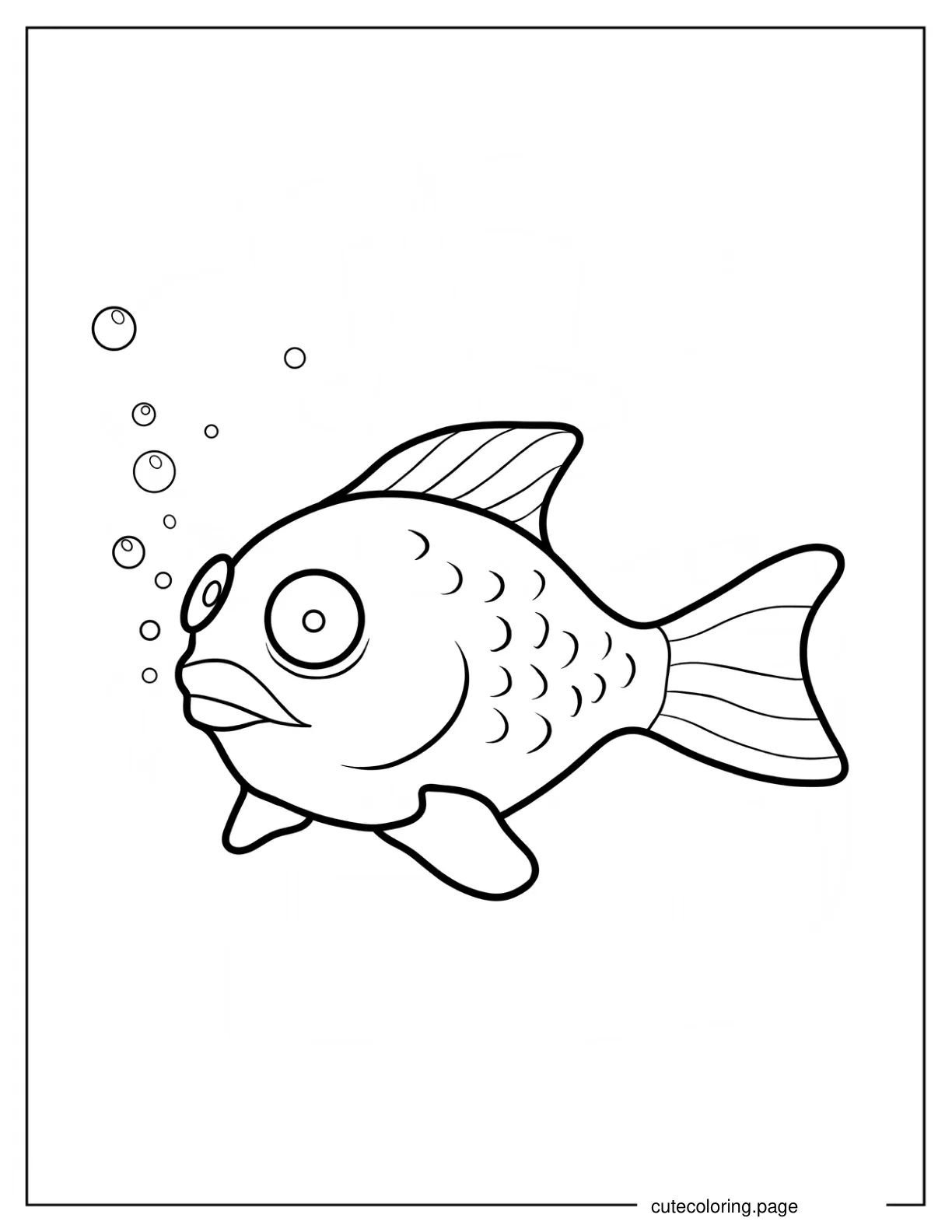 Simple Goldfish With Bubbles Coloring Page For Kids coloring page