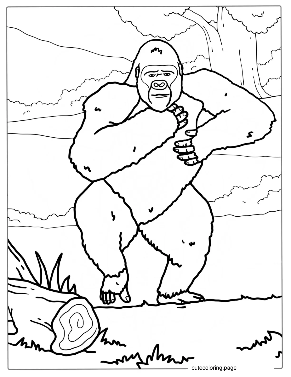 Coloring Page Of Gorilla Chest Beating coloring page