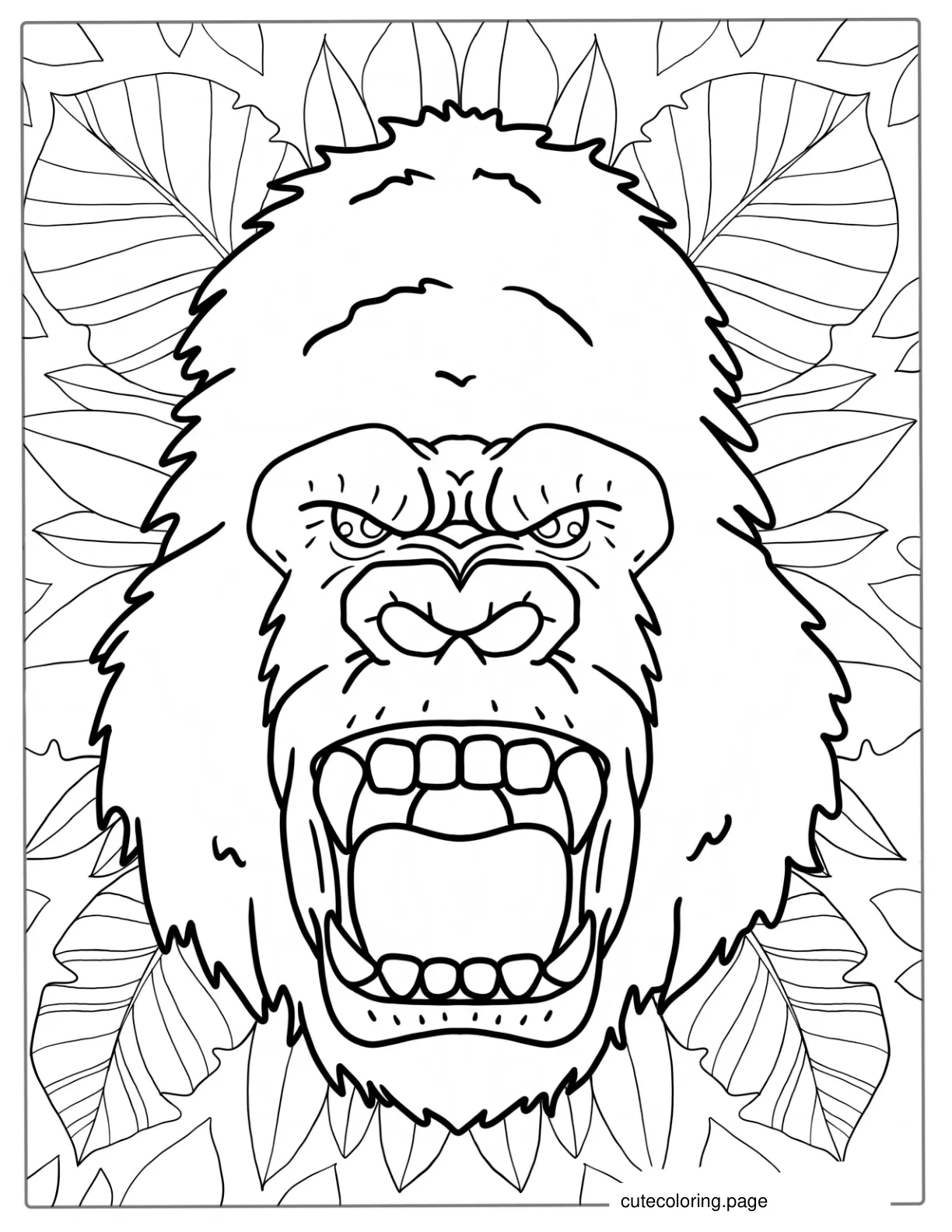 Detailed Gorilla Head Coloring Sheet coloring page