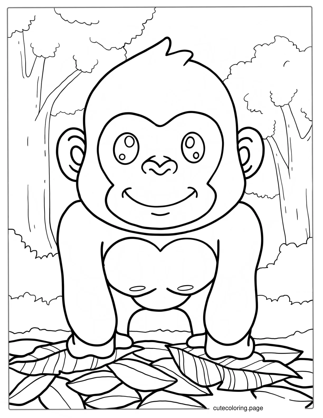 Easy Outline Of a Baby Gorilla To Color For Preschoolers coloring page