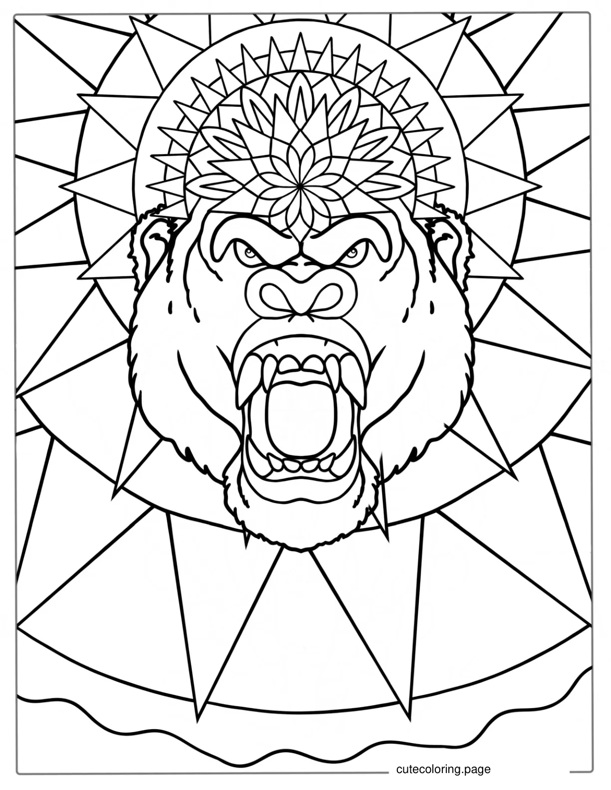 Gorilla Mandala Coloring Page coloring page