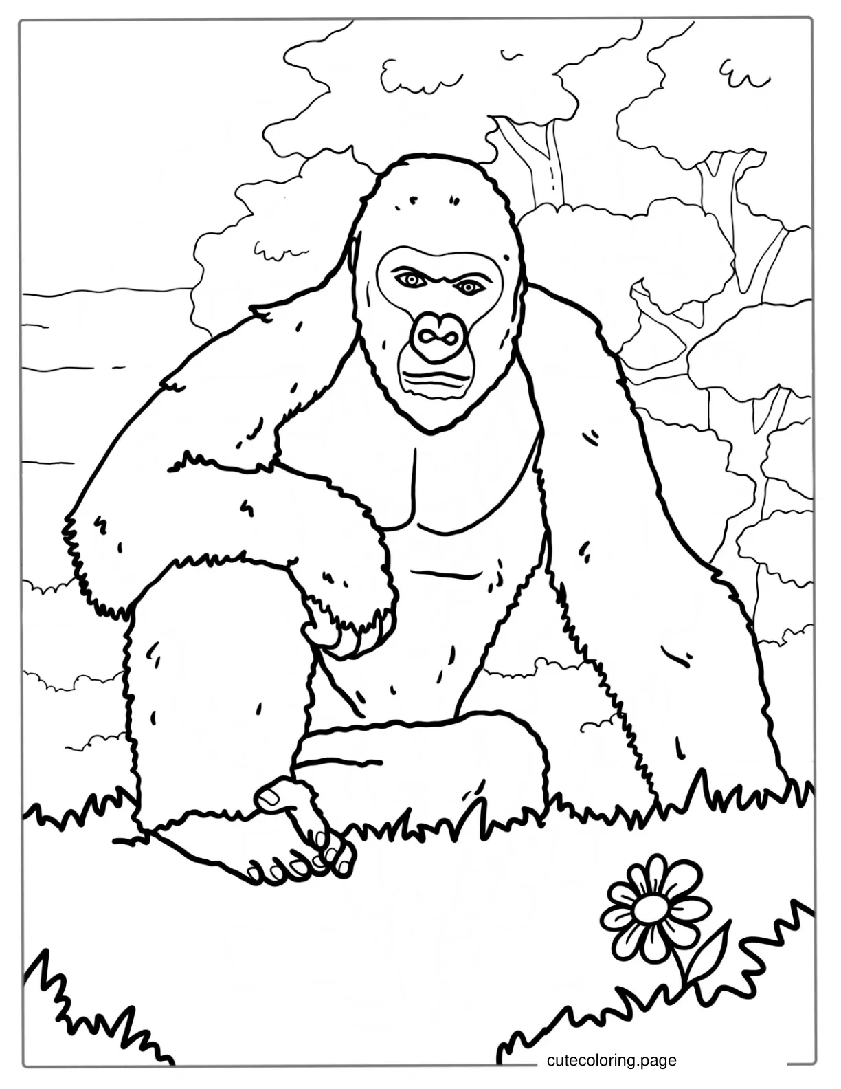 Gorilla Resting In The Jungle To Color coloring page