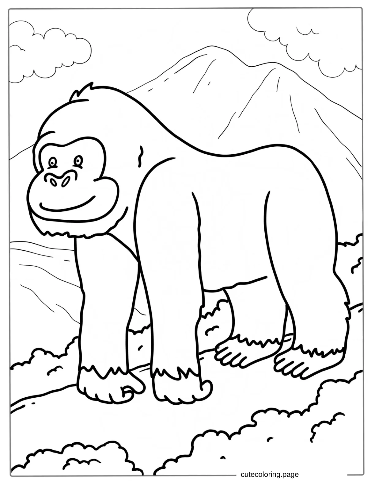 Simple Outline Of a Mountain Gorilla To Color coloring page