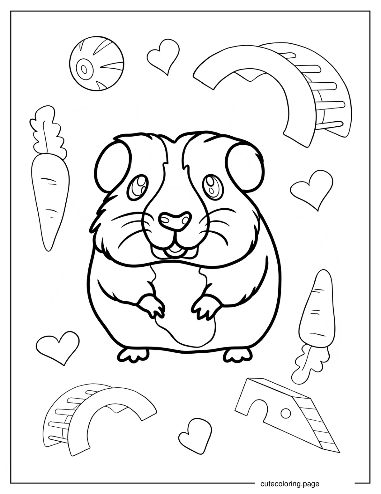 Cartoon Guinea Pig Standing Coloring Sheet For Preschoolers coloring page