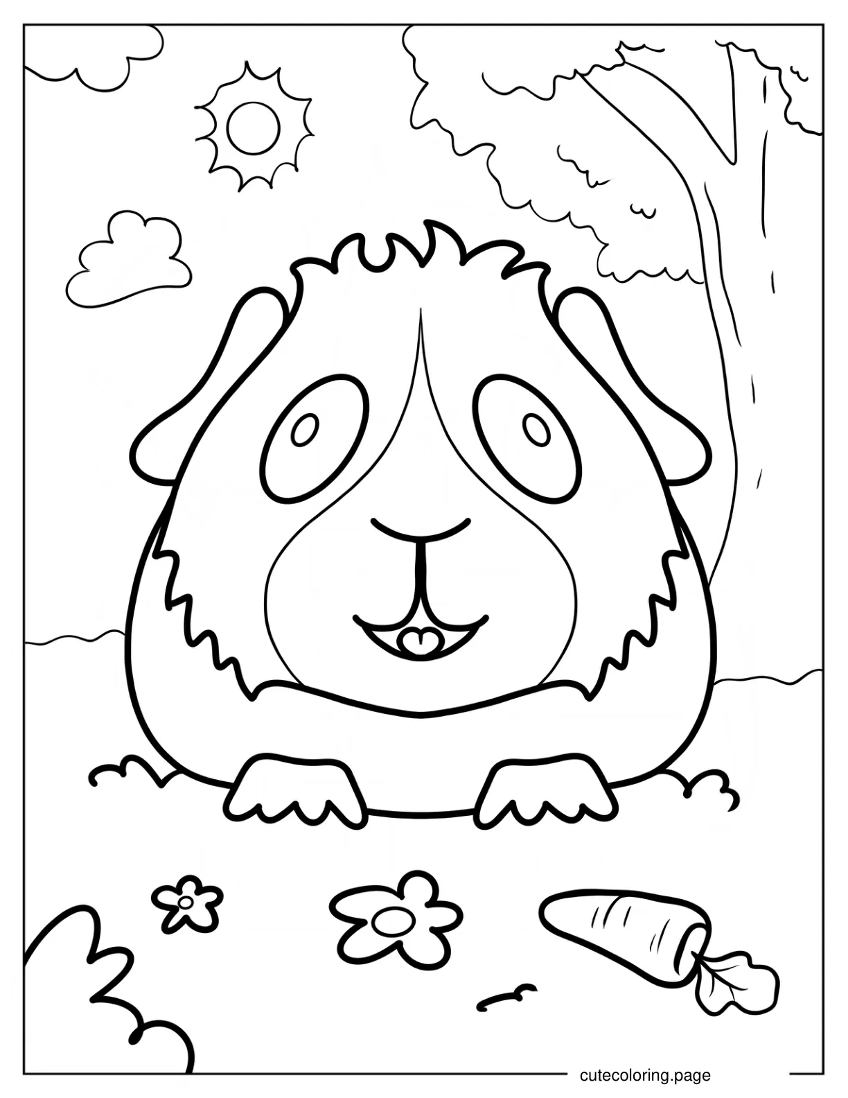 Easy Guinea Pig Outline Coloring Page For Preschoolers coloring page