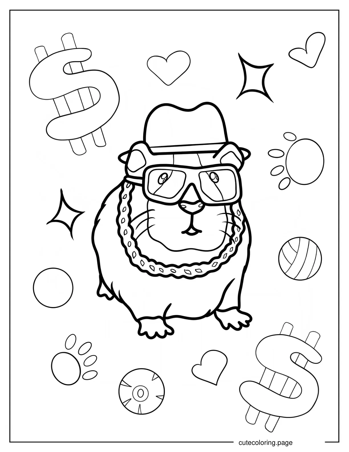 Gangster Guinea Pig In Fedora And Glasses Coloring Page coloring page