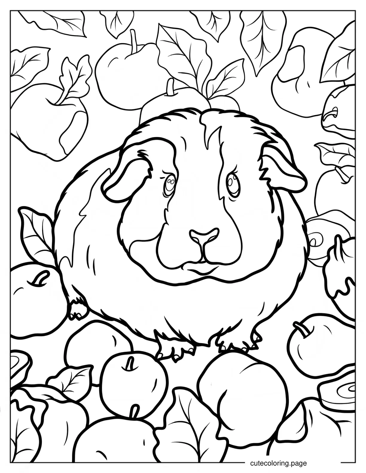 Guinea Pig Surrounded By Apples Coloring Page coloring page