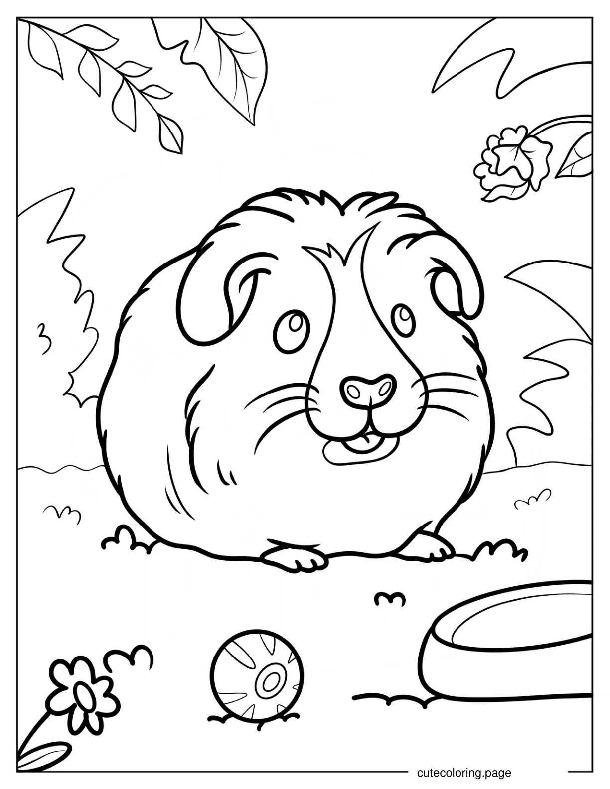 Large Guinea Pig Sitting On Grass Coloring Sheet coloring page