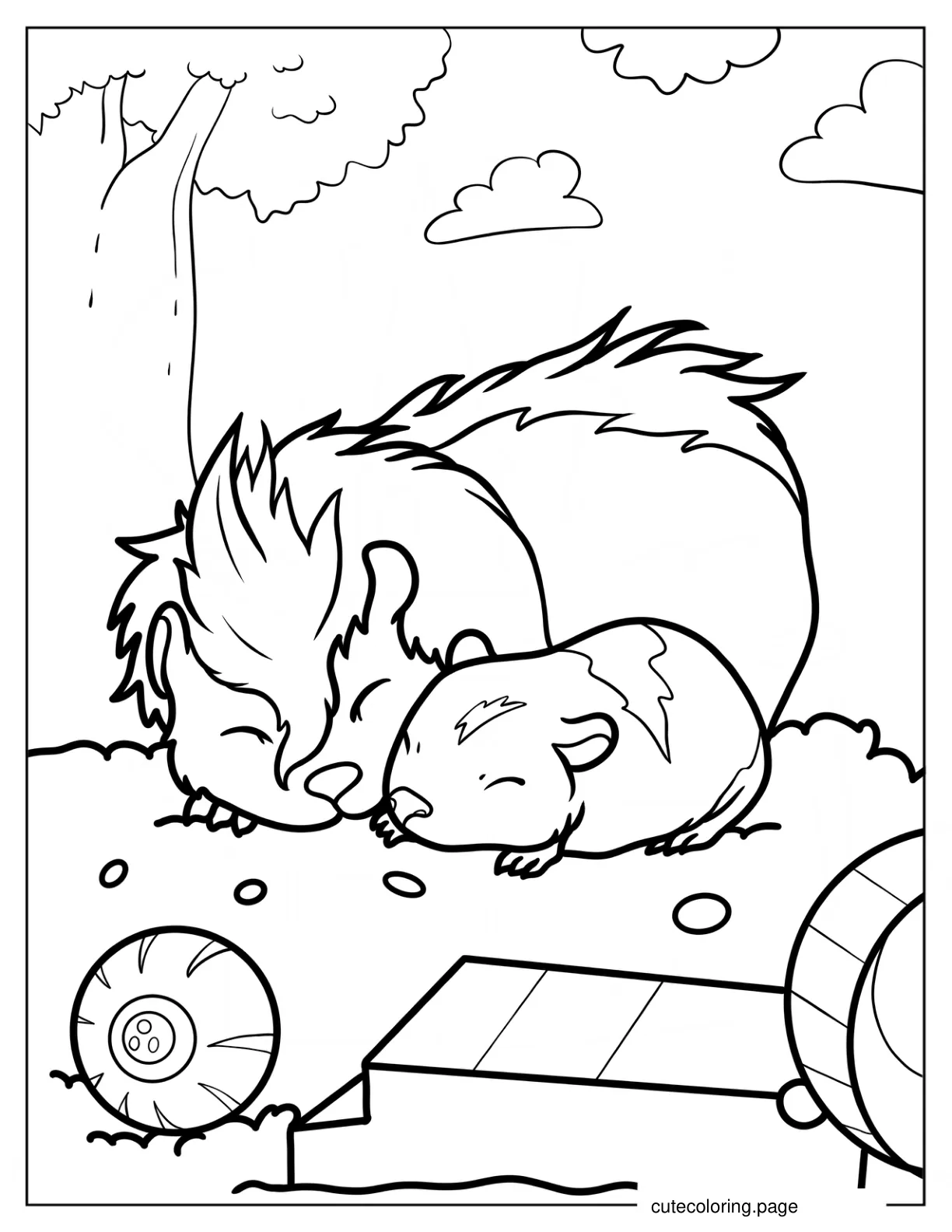 Mama Guinea Pig With Baby Coloring Page coloring page