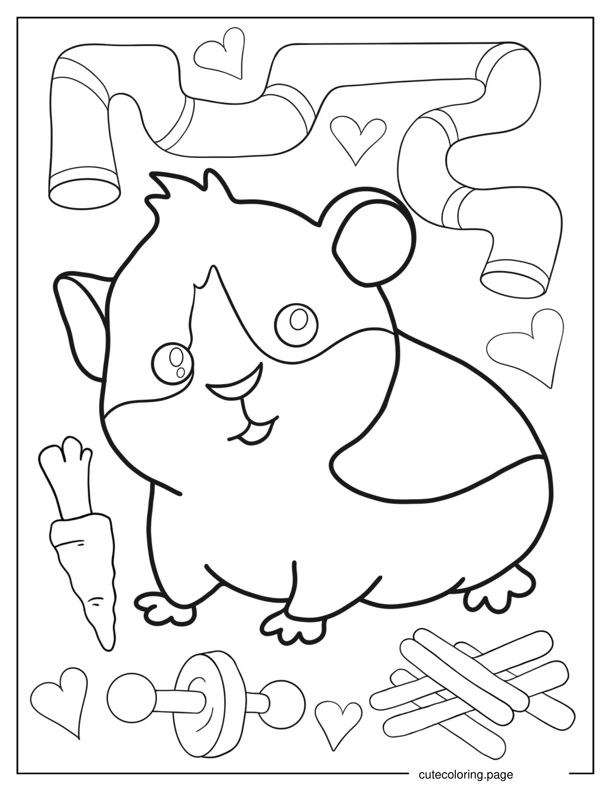 Cartoon Hamster Standing On Four Legs coloring page