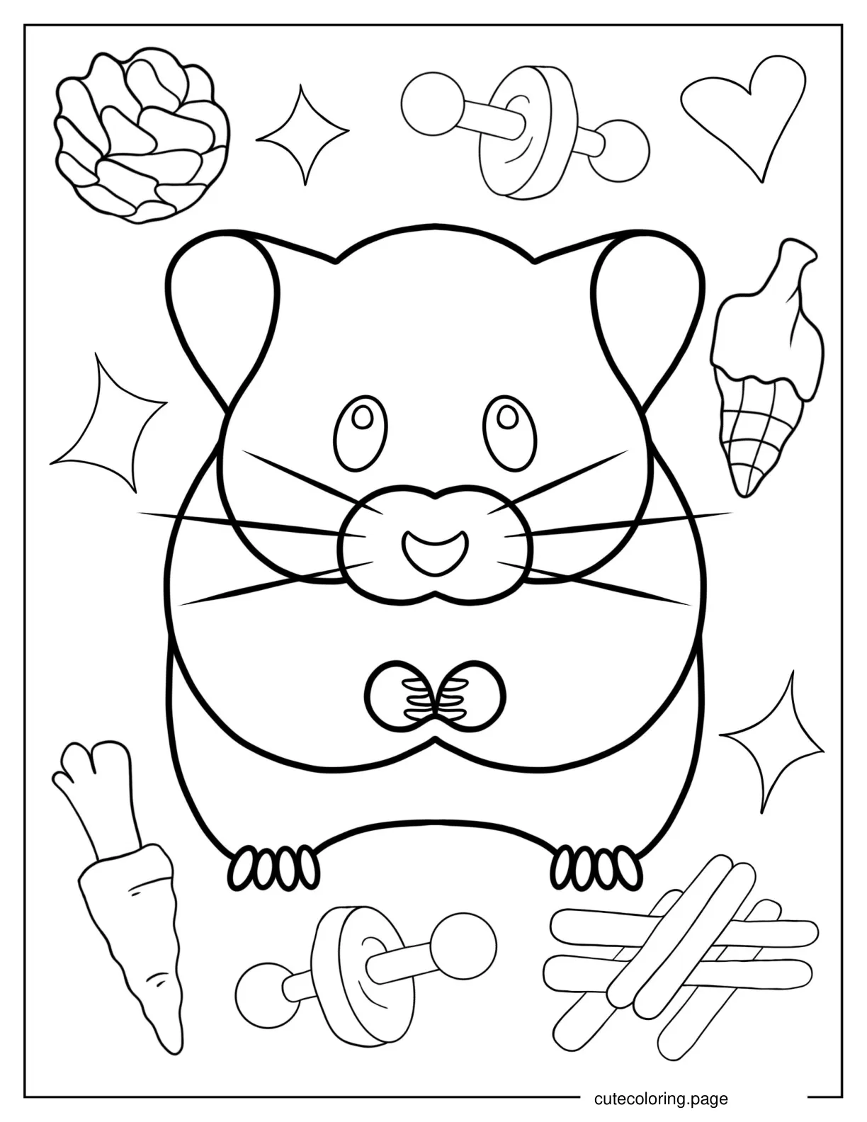 Easy Hamster Outline Coloring In For Preschoolers coloring page