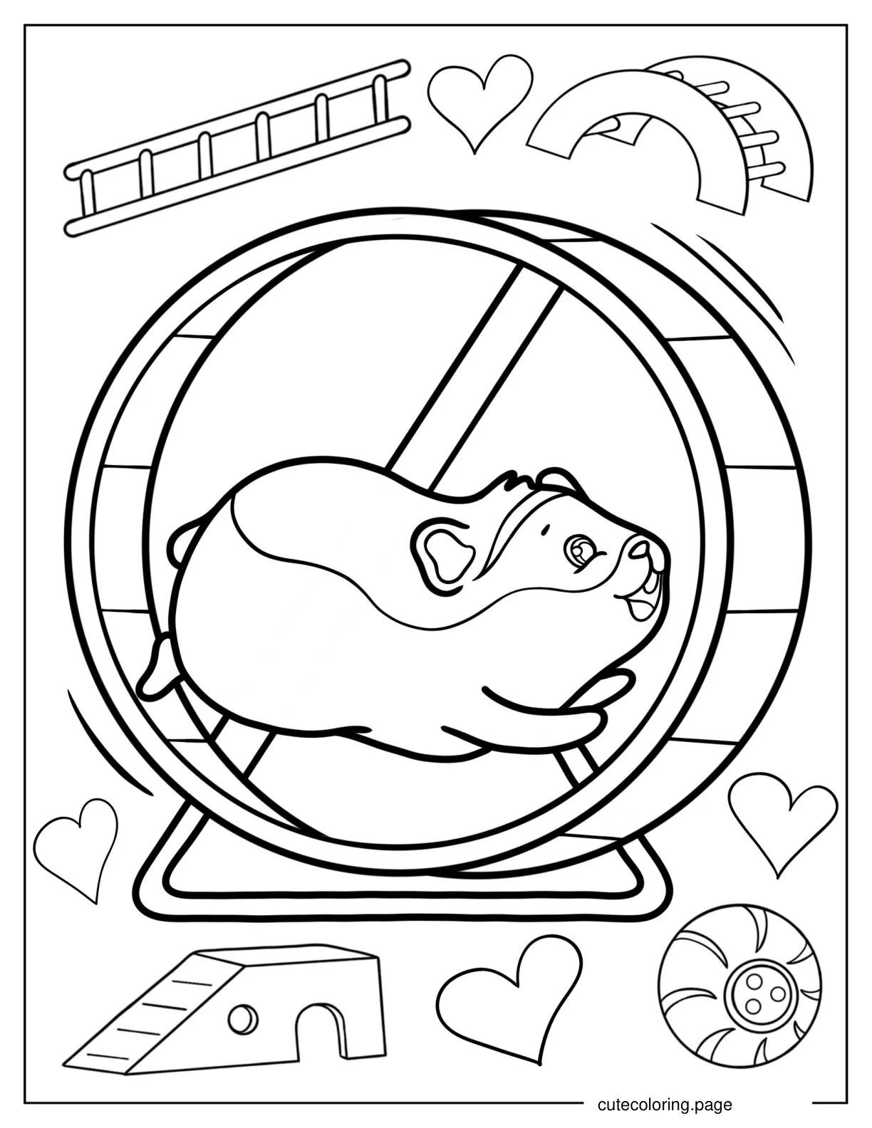 Hamster Running In Wheel coloring page