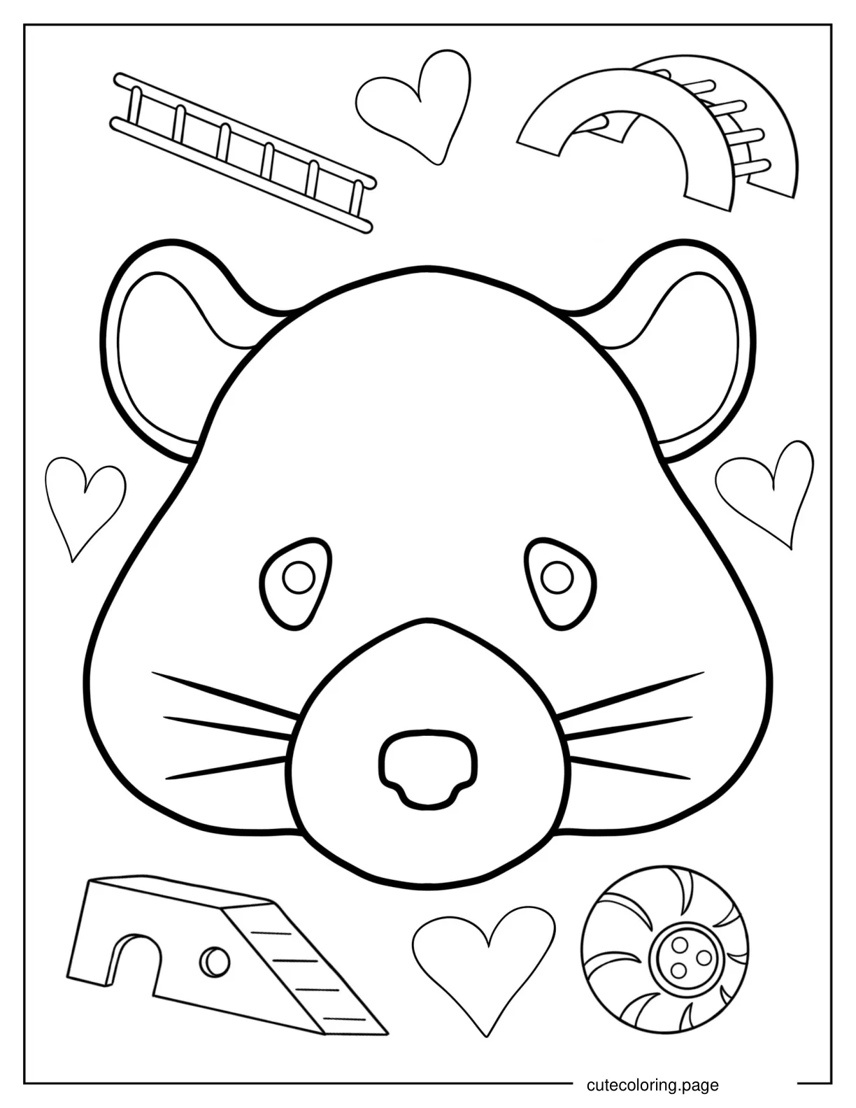 Kawaii Hamster Face Coloring Page For Preschoolers coloring page