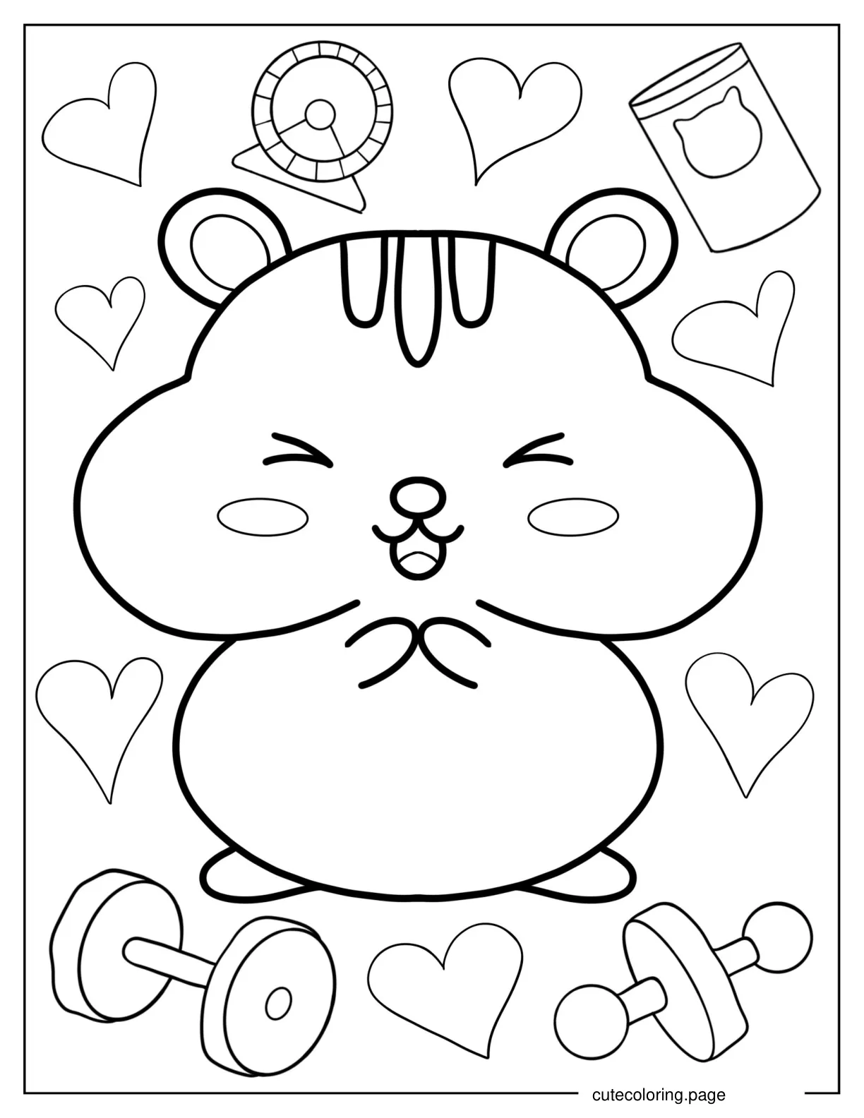 Kawaii Hamster With Big Cheeks coloring page