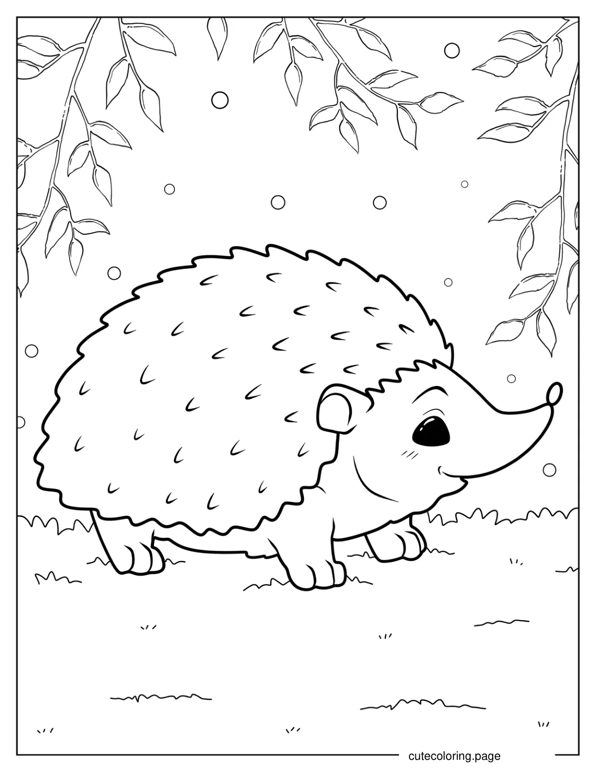 Hedgehog In The Forest Coloring Sheet coloring page