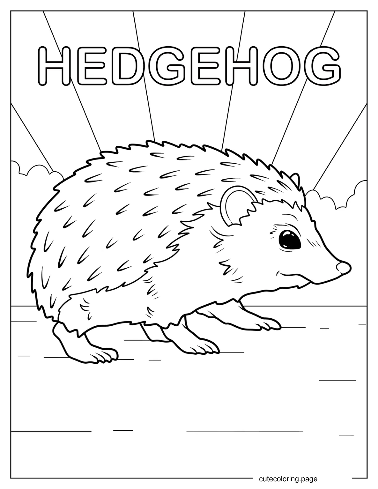 Hedgehog On All Fours Coloring Sheet coloring page