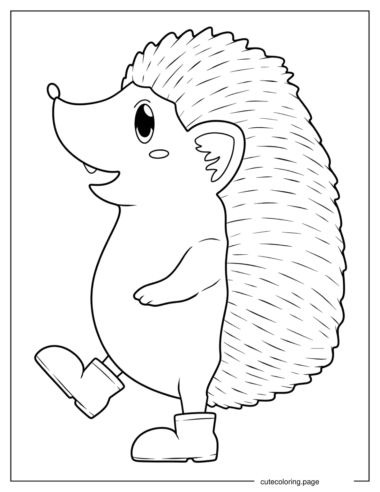 Hedgehog Wearing Boots Coloring Sheet coloring page