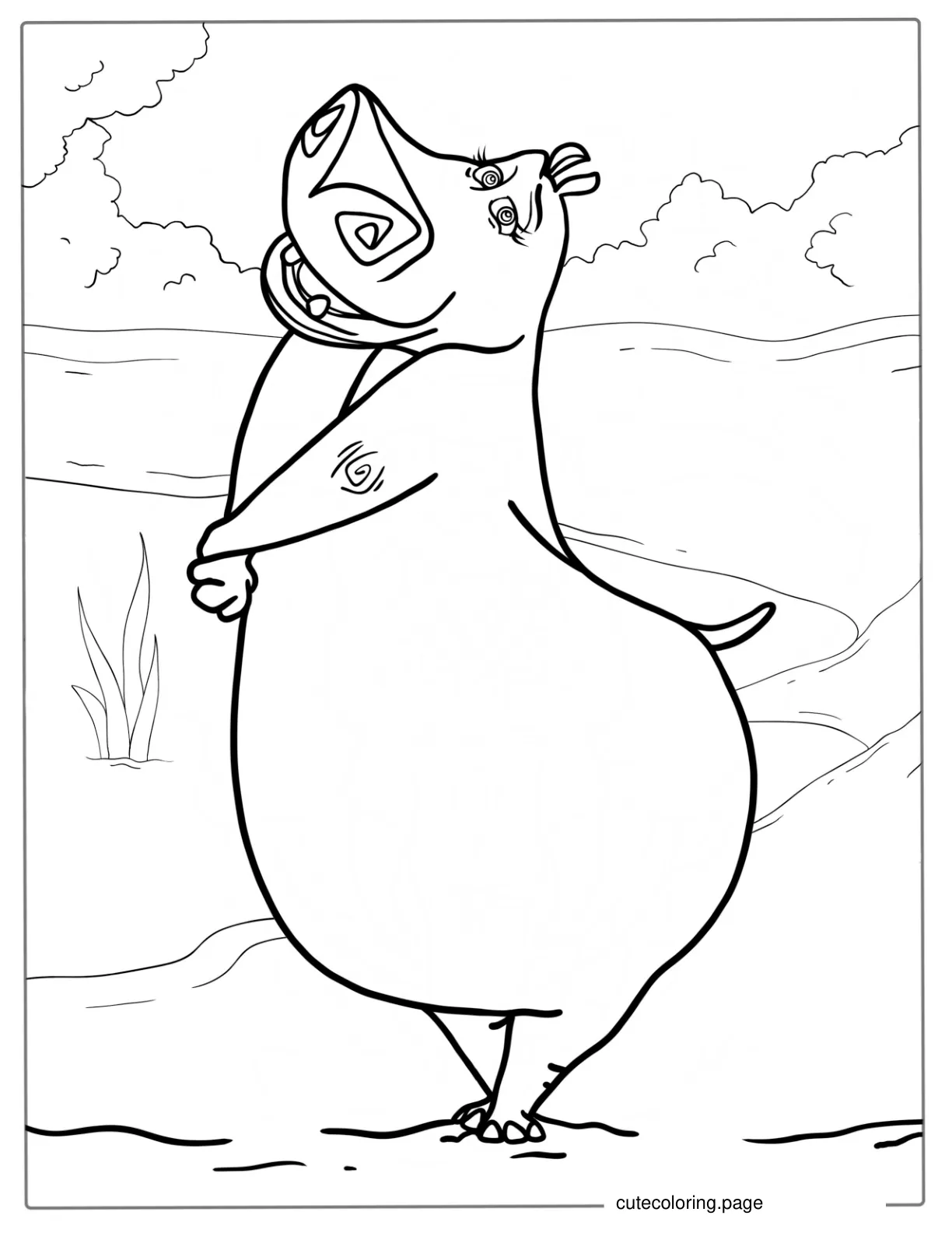 Coloring Sheet Of Gloria The Hippo coloring page