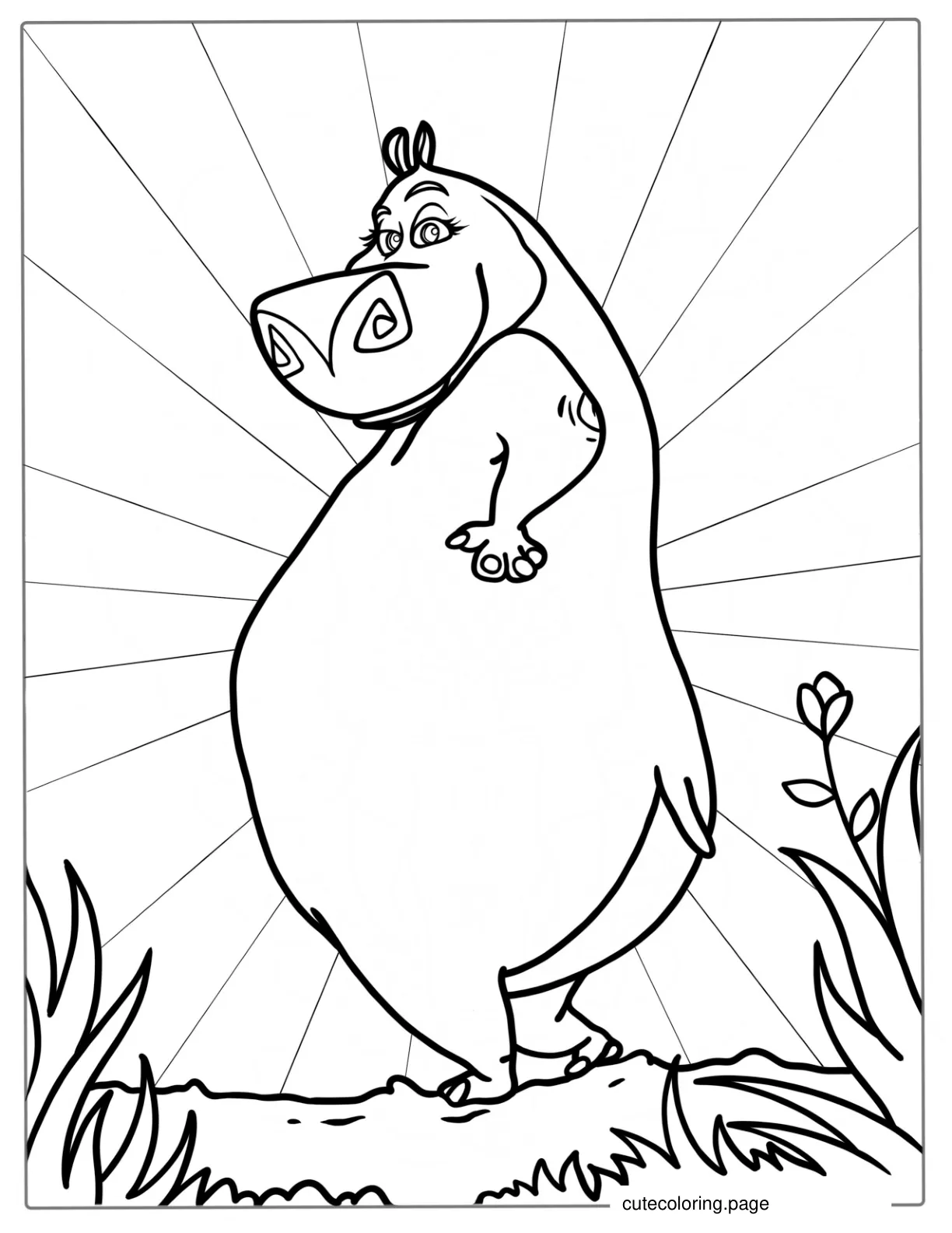 Gloria The Hippo From Madagascar To Color coloring page