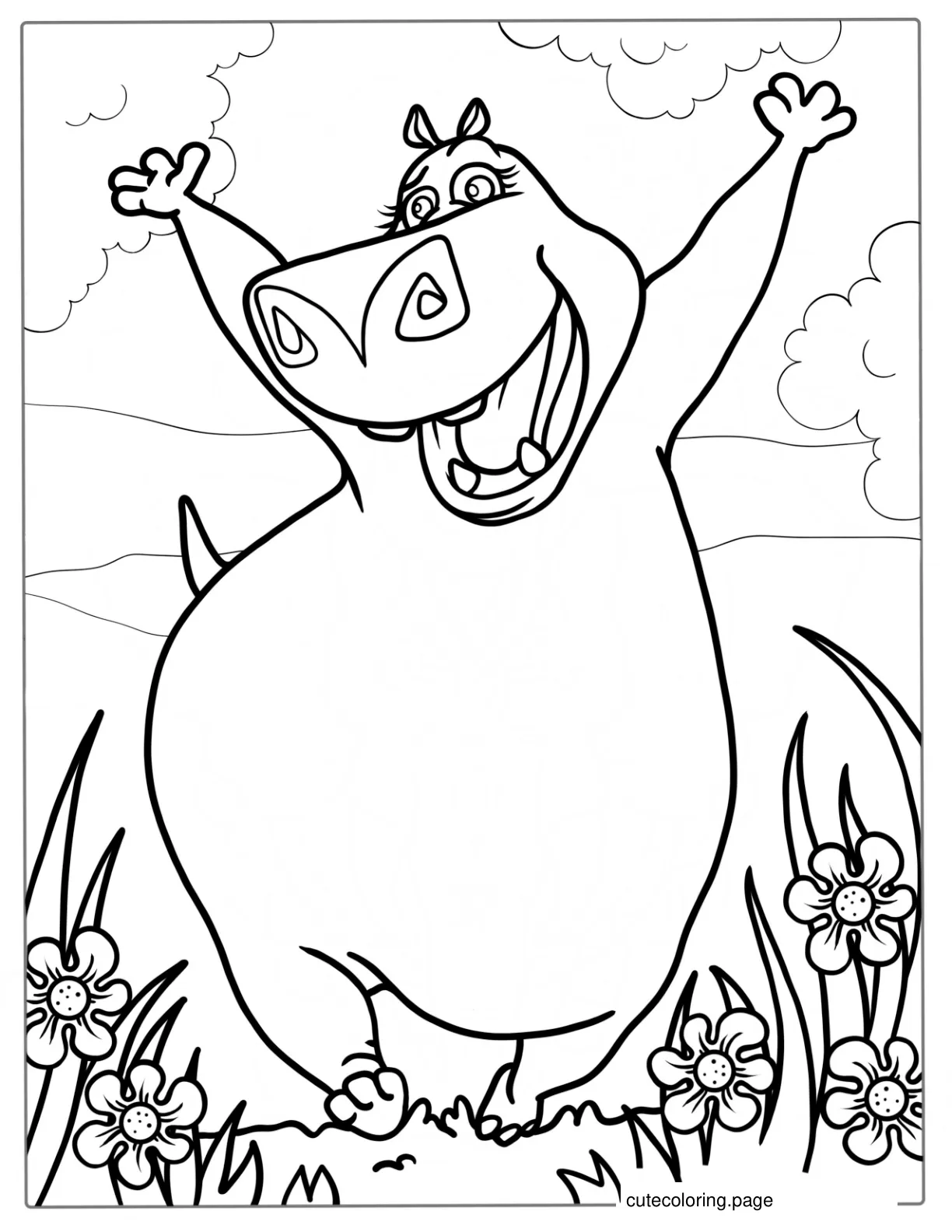 Happy Gloria The Hippo Coloring Sheet coloring page