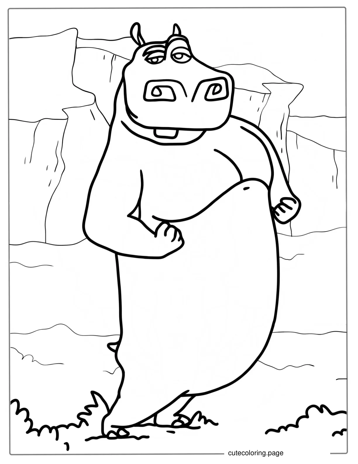 Moto Moto Hippo From Madagascar To Color coloring page