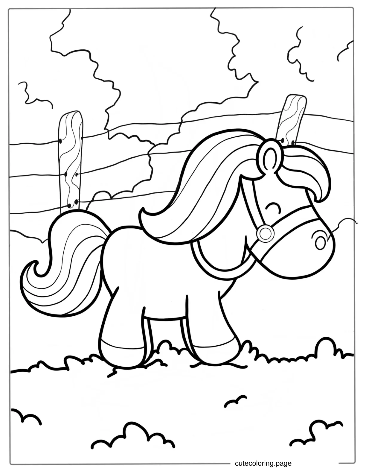 Adorable Kawaii Horse To Color For Kids coloring page