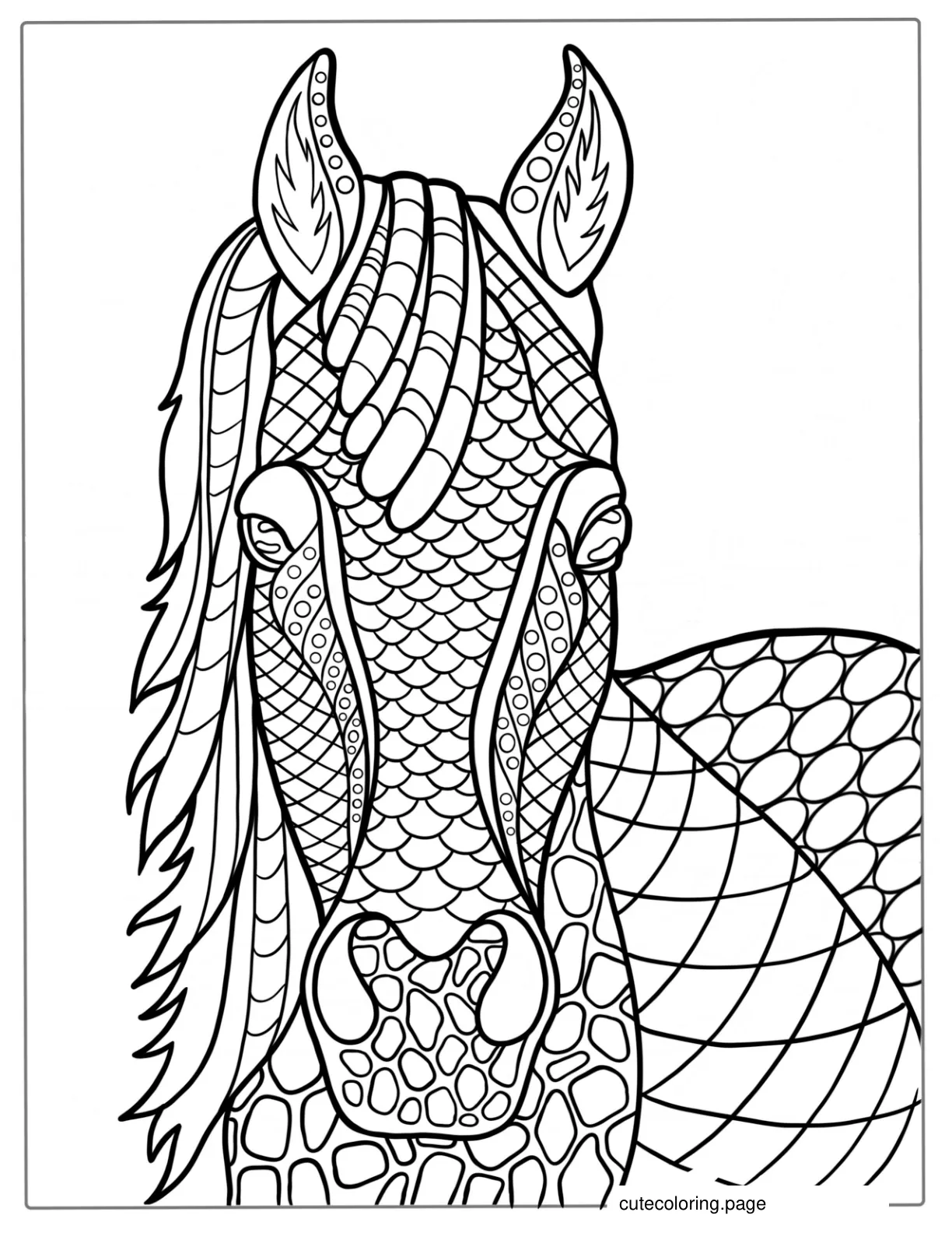 Beautiful Mandala Horse To Color coloring page