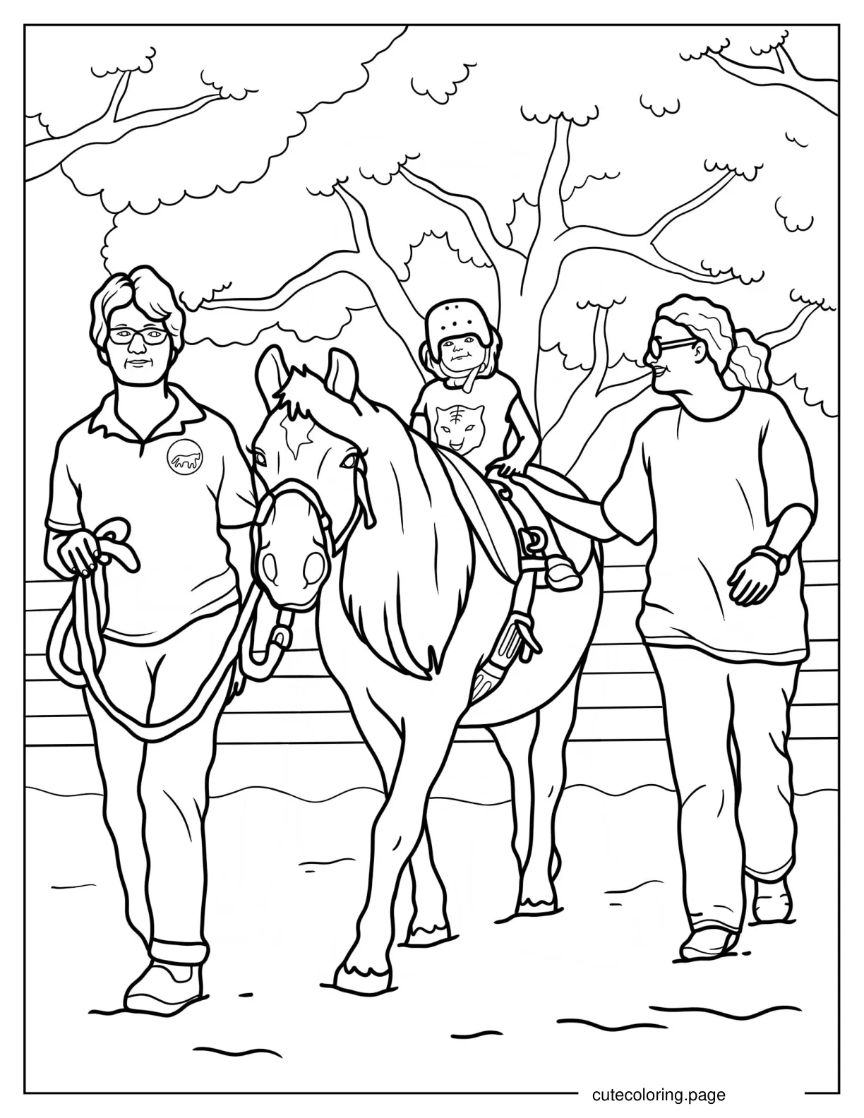 Coloring Sheet Of Therapeutic Horse Riding coloring page