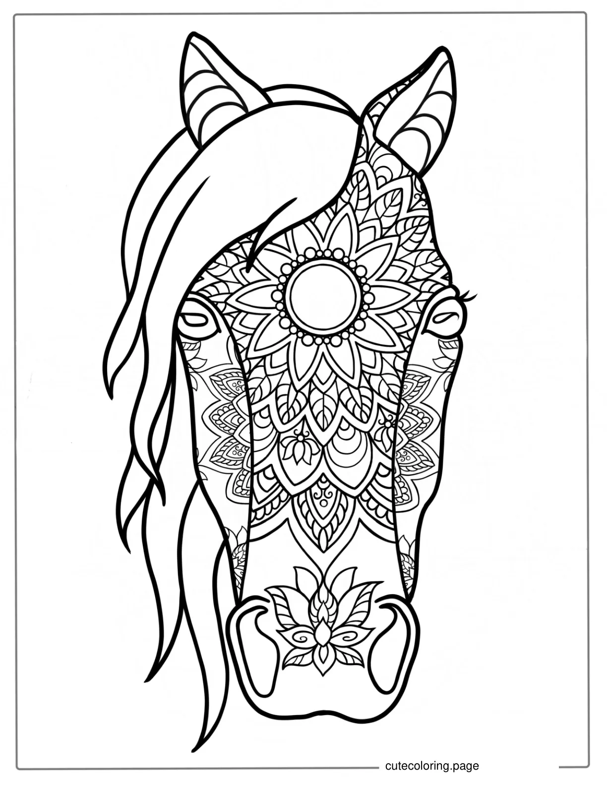 Detailed Horse Mandala To Color coloring page