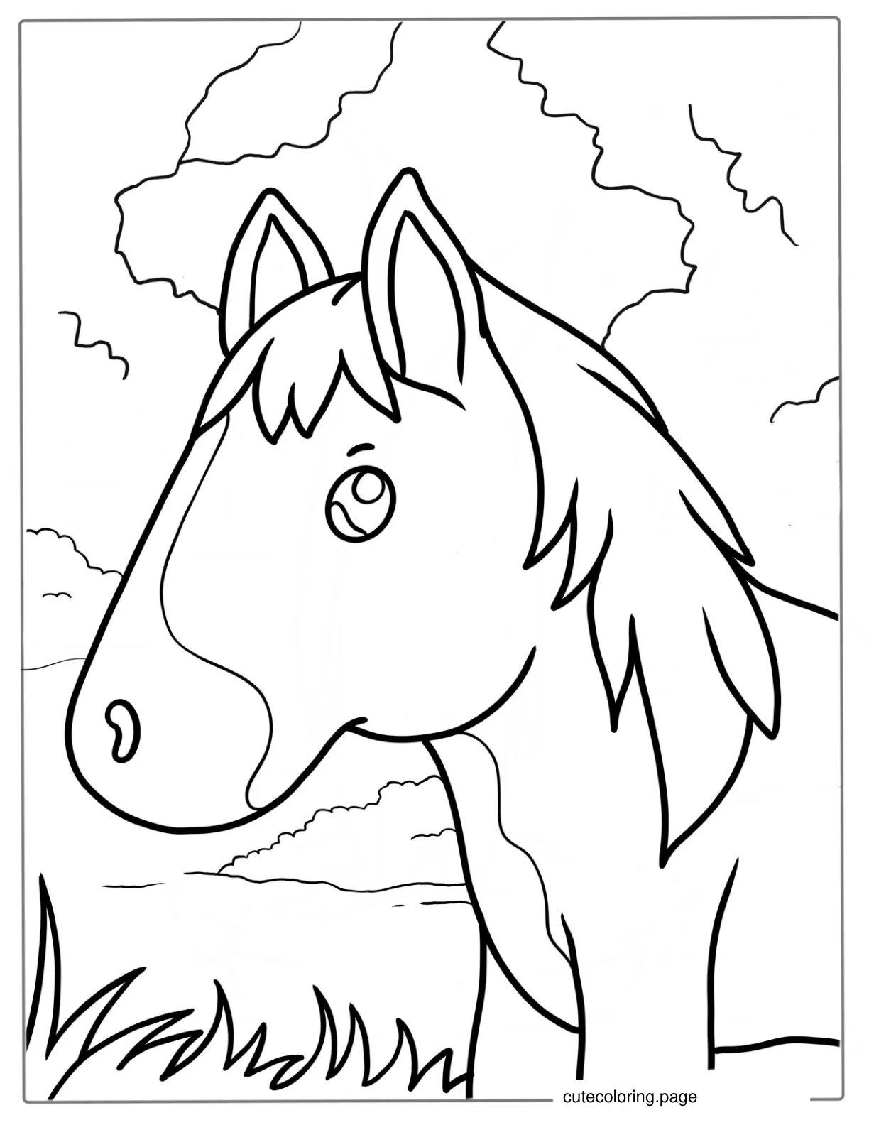 Easy Outline Of Horse To Color For Preschoolers coloring page